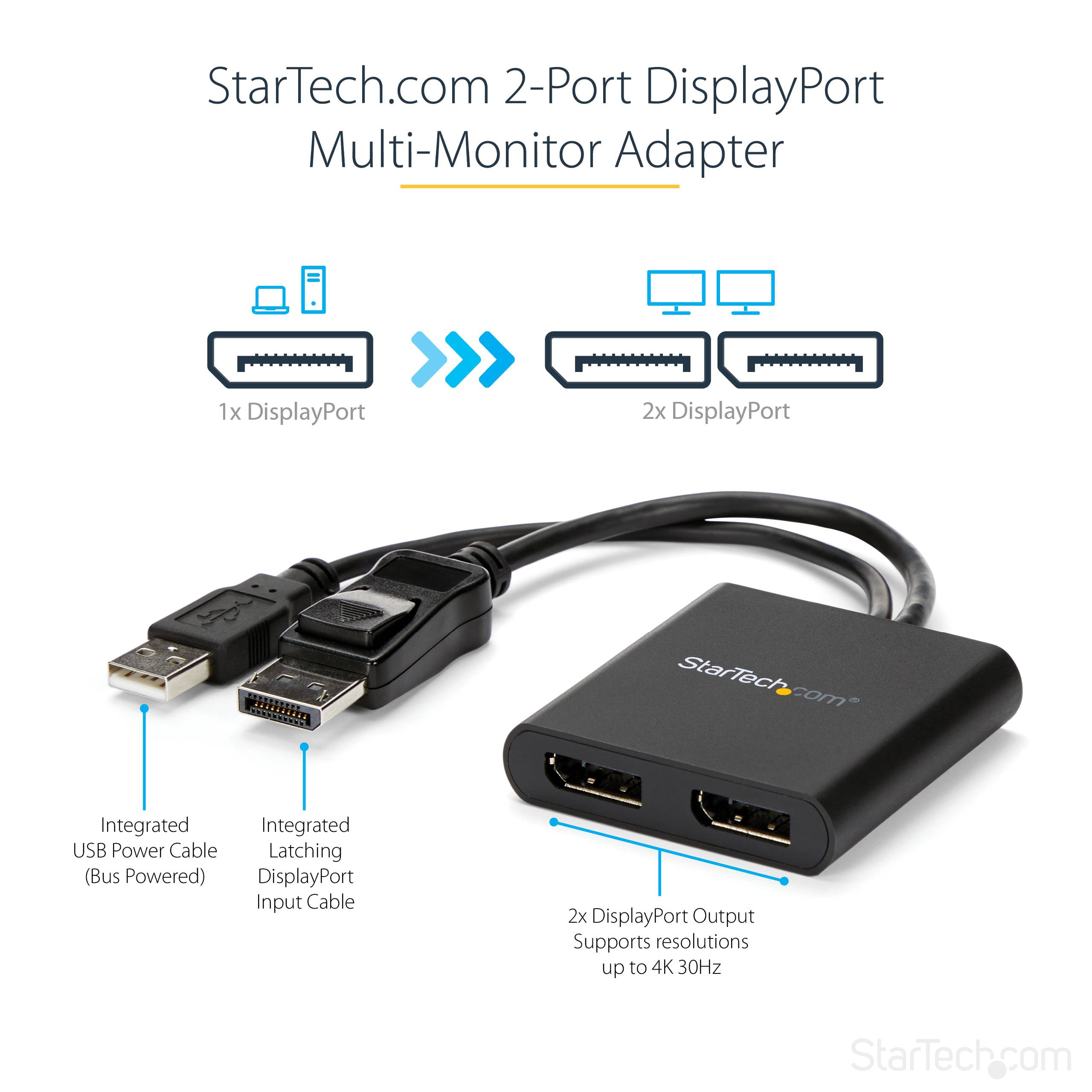 Rca Informatique - image du produit : HUB MST DISPLAYPORT 1.2 VERS 2X DISPLAYPORT