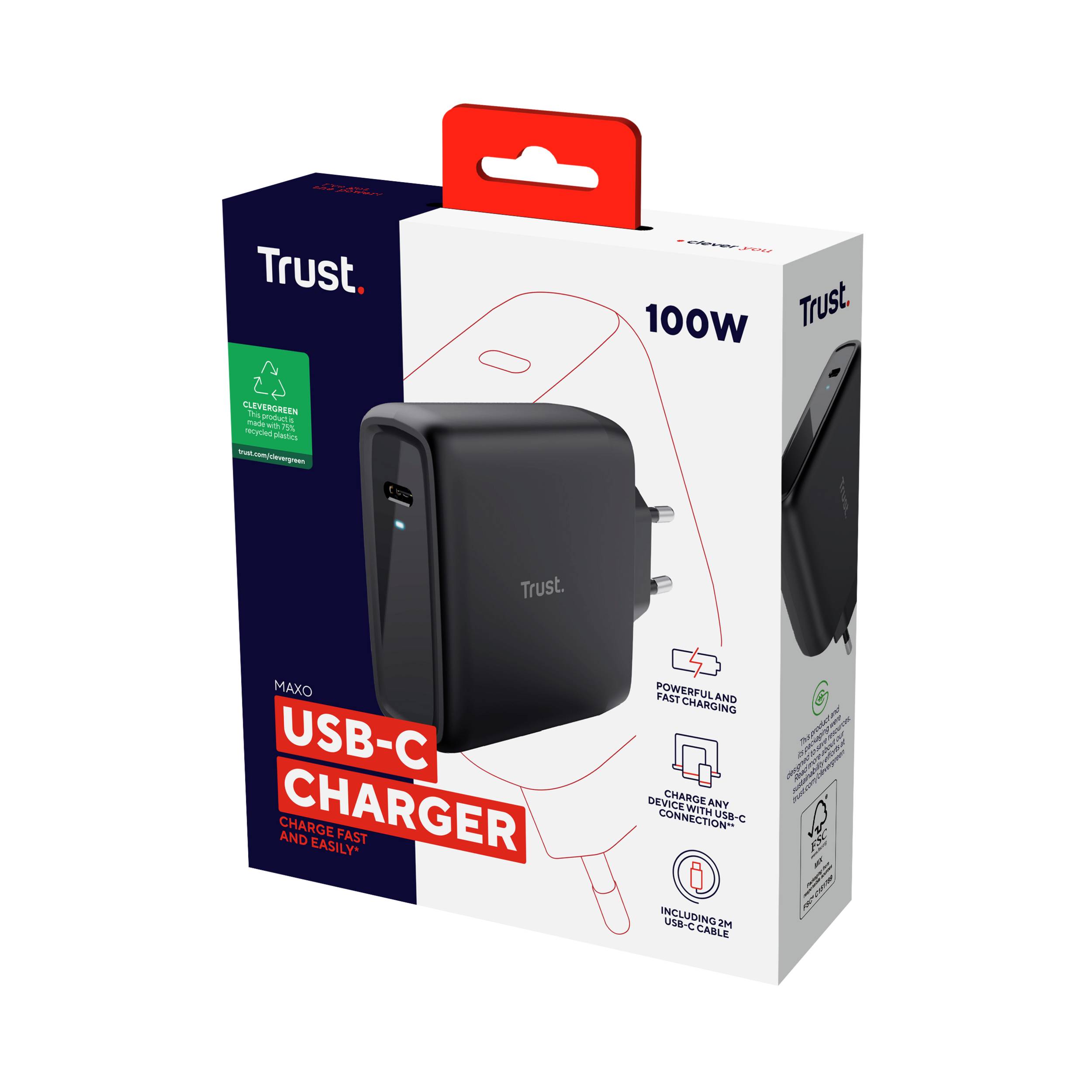 Rca Informatique - image du produit : MAXO 100W USB-C CHARGER BLK