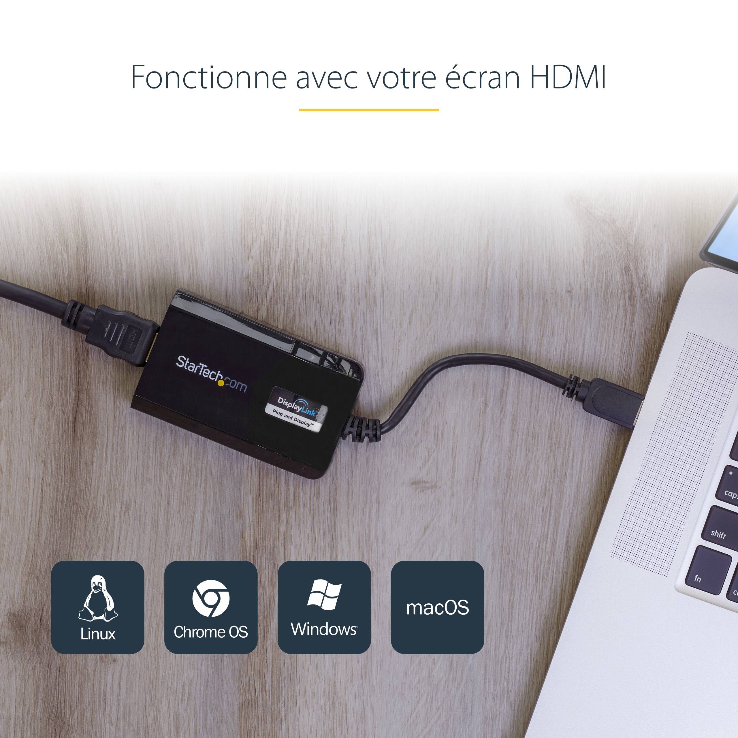 Rca Informatique - image du produit : ADAPTATEUR USB 3.0 VERS HDMI POUR MAC/PC - HD 1080P  M/F