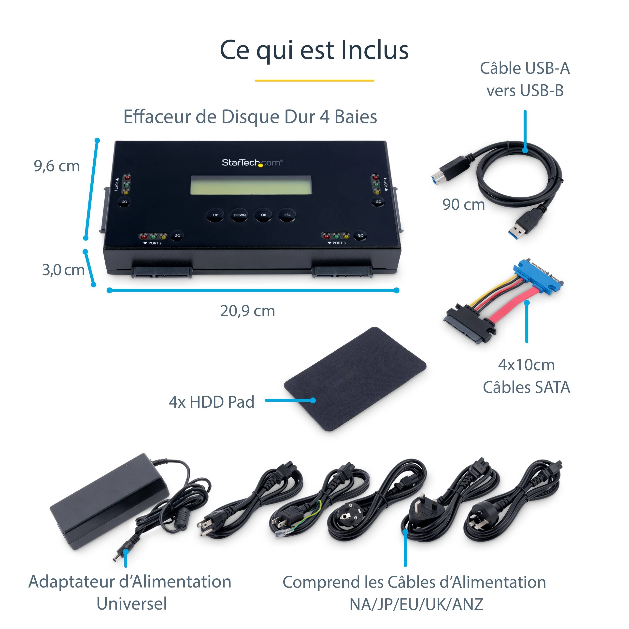 Rca Informatique - image du produit : HARD DRIVE ERASER FOR 63.5 OR 88.9 MM. SATA DRIVES - 4-BAY