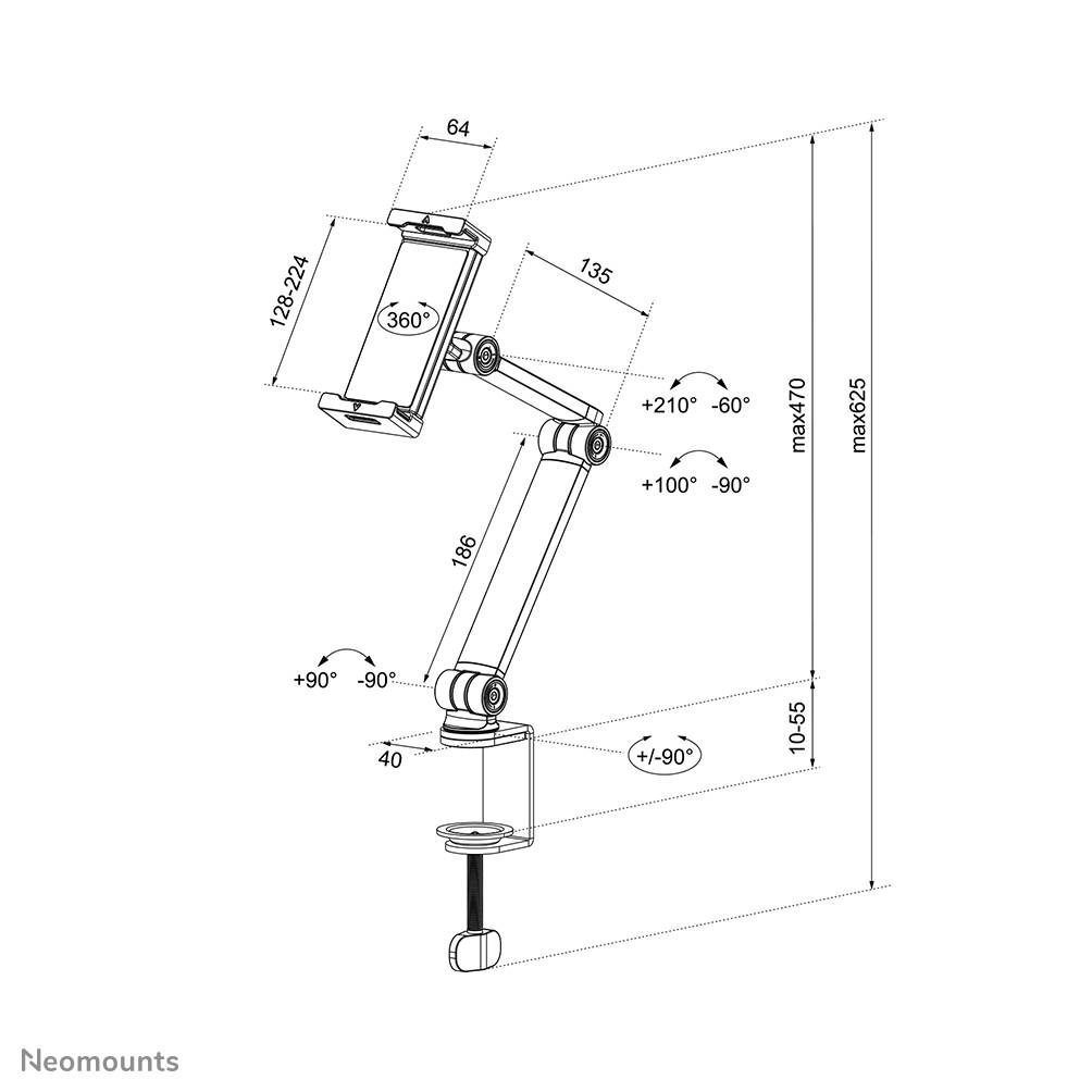 Rca Informatique - image du produit : TABLET DESK CLAMP (SUITED FROM 4.7IN UP TO 12.9IN) WHITE