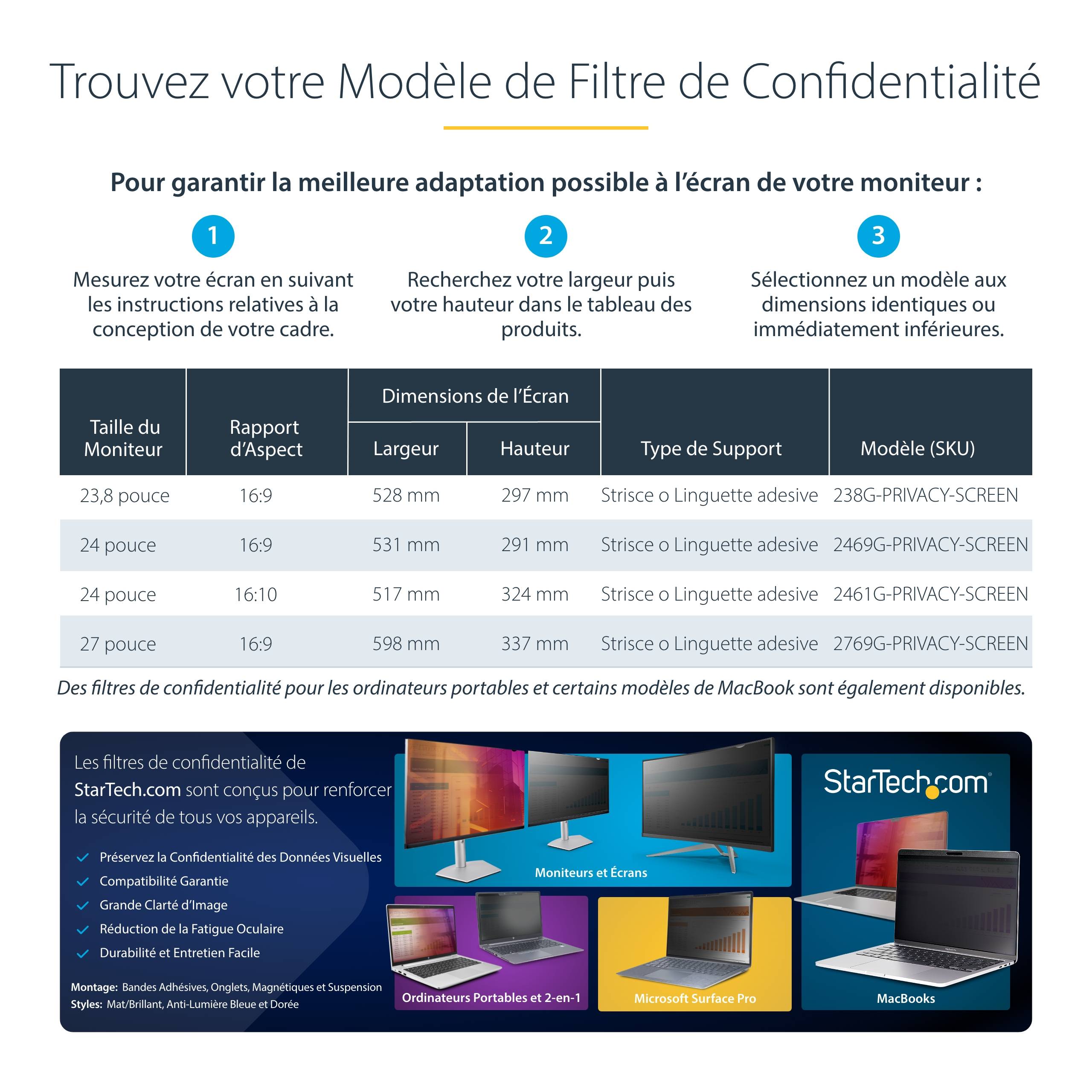 Rca Informatique - image du produit : FILTRE DE CONFIDENTIALITE POUR ECRAN 27 REVERSIBLE/DORE