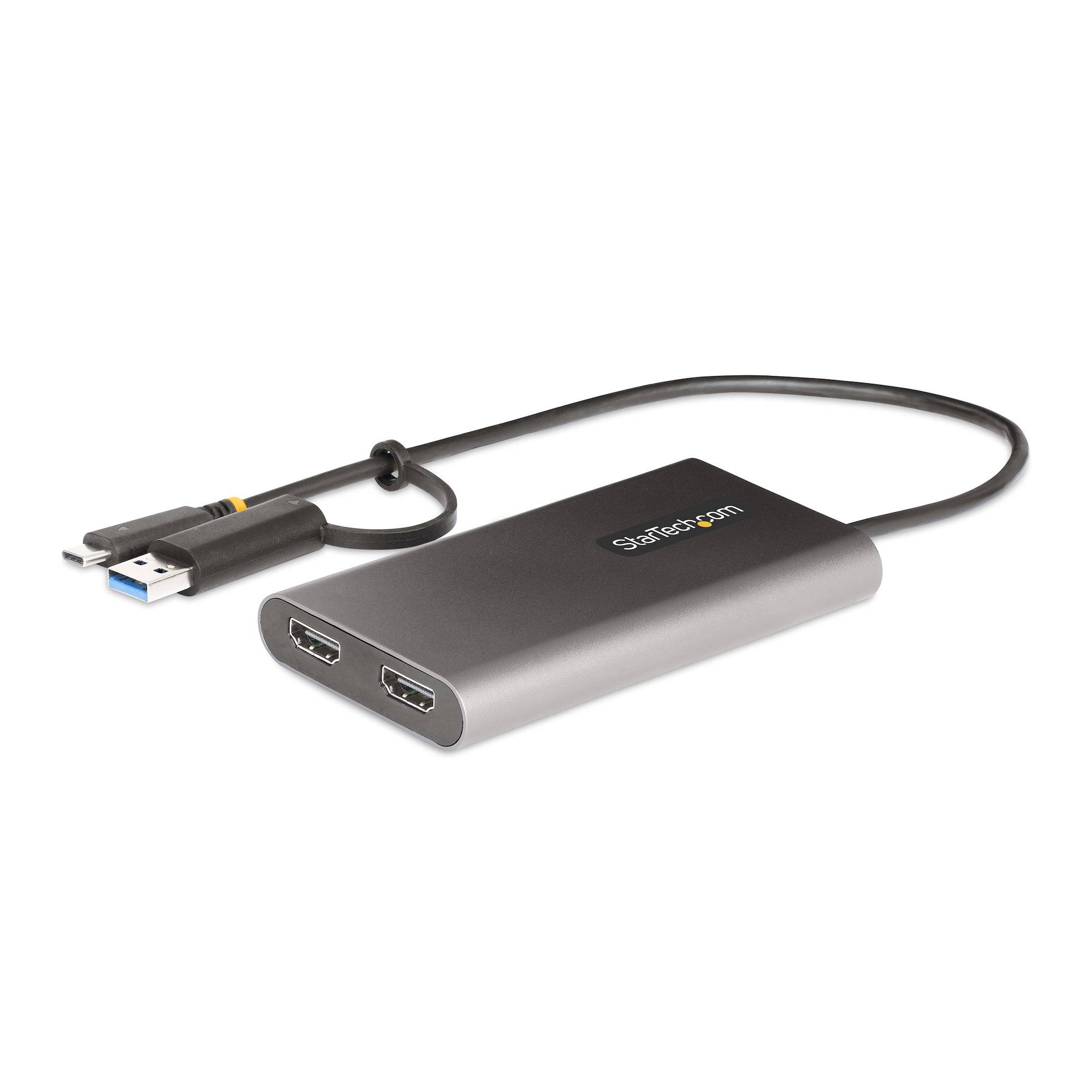 Rca Informatique - image du produit : USB-C TO DUAL-HDMI ADAPTER - USB TO HDMI CONVERTER 4K 60HZ PD