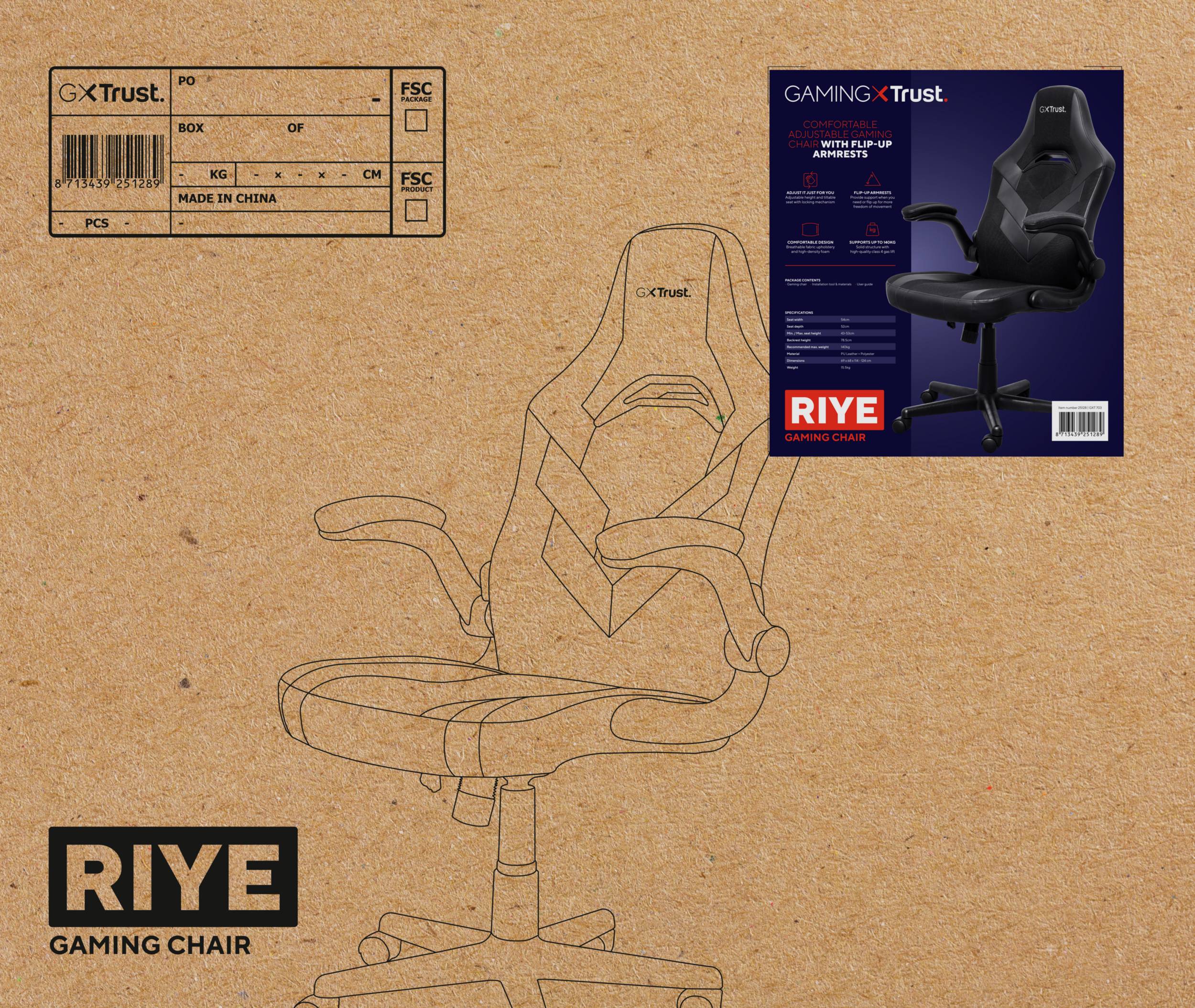 Rca Informatique - image du produit : RIYE GAMING CHAIR BLACK