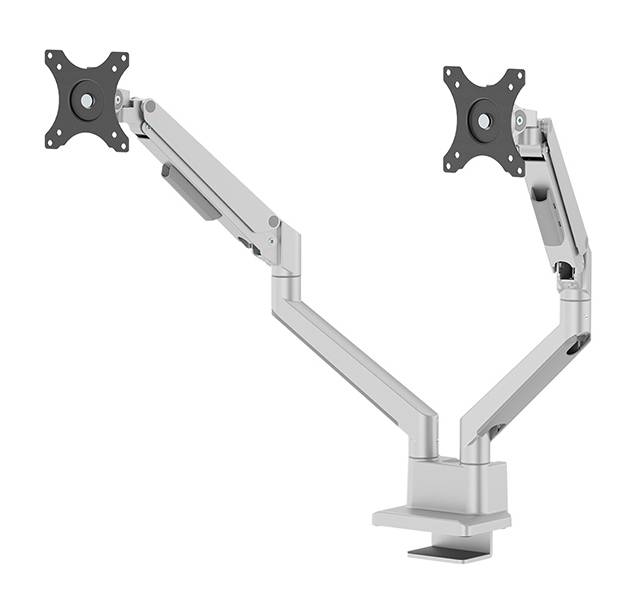 Rca Informatique - image du produit : NEXT SLIM DESK MOUNT DOUBLE DISPLAY TOPFIX CLAMP/GROMM SILVE