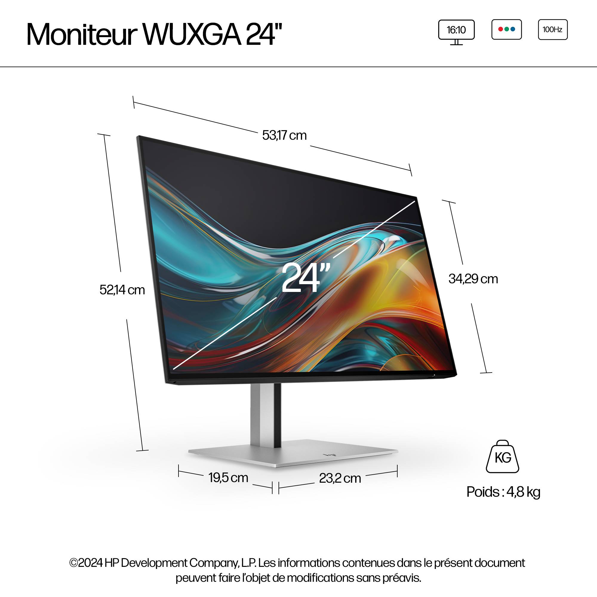 Rca Informatique - image du produit : S7 PRO 724PN WUXGA 24IN 1920X1200 16:10 HDMI/DP