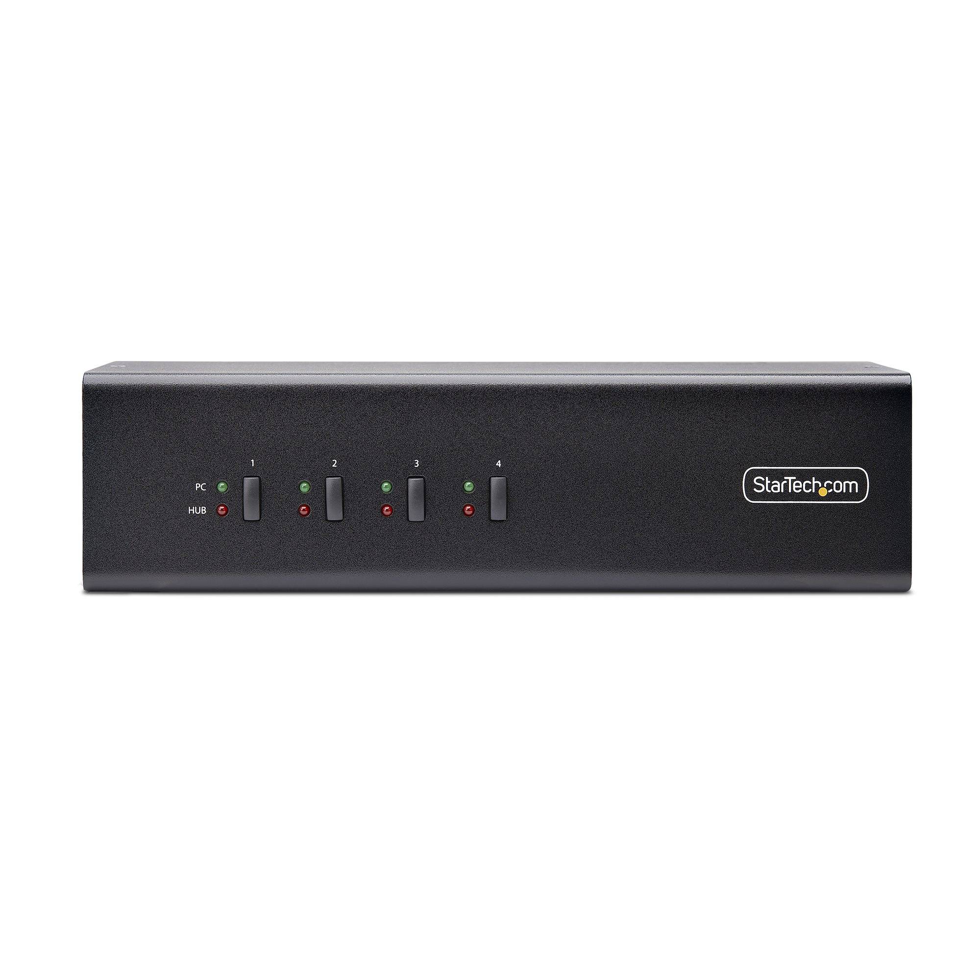 Rca Informatique - image du produit : SWITCH KVM 4 PORTS DISPLAYPORT POUR 2 MONITEURS KVM 4K 60HZ