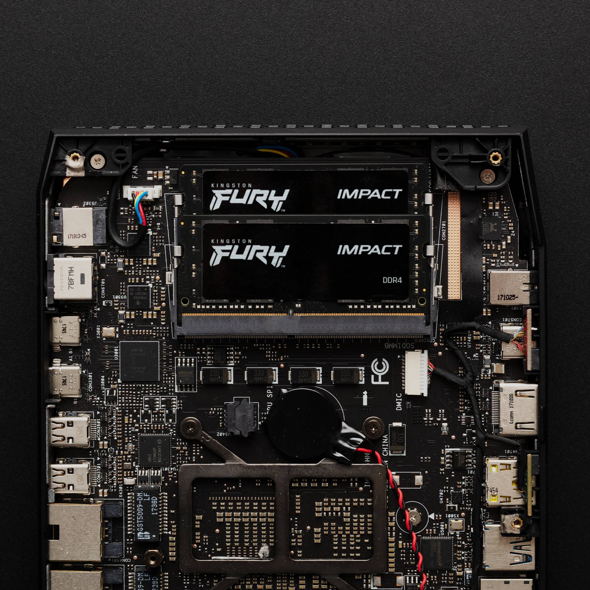 Rca Informatique - image du produit : 32GB DDR4-2666MHZ CL15 SODIMM (KIT OF 2) 1GX8 FURY IMPACT