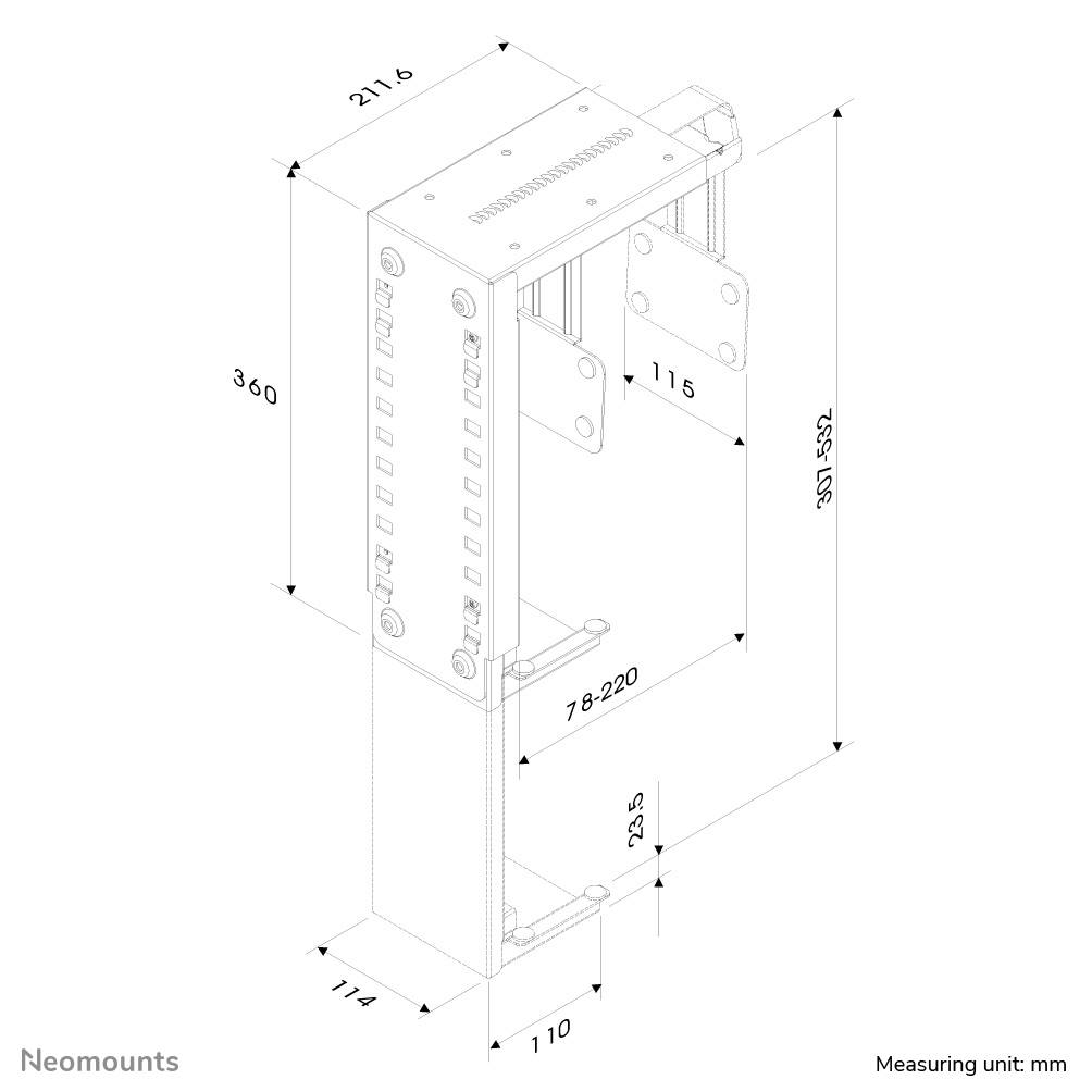 Rca Informatique - image du produit : CPU/PC HOLDER.PC H:30-53.W:8-22 BLACK