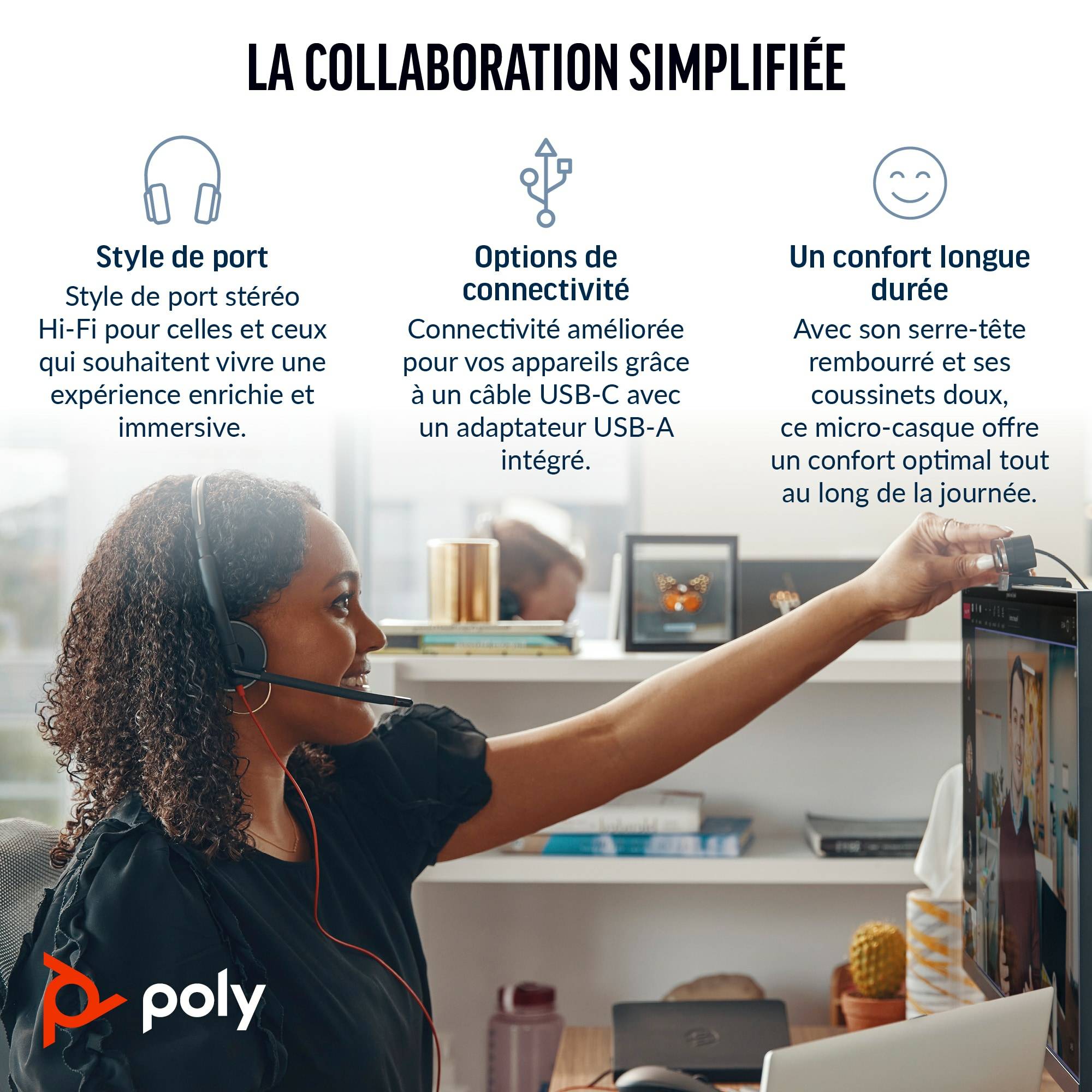 Rca Informatique - image du produit : POLY BW 3320 STEREO USB-C HS +USB-C/A