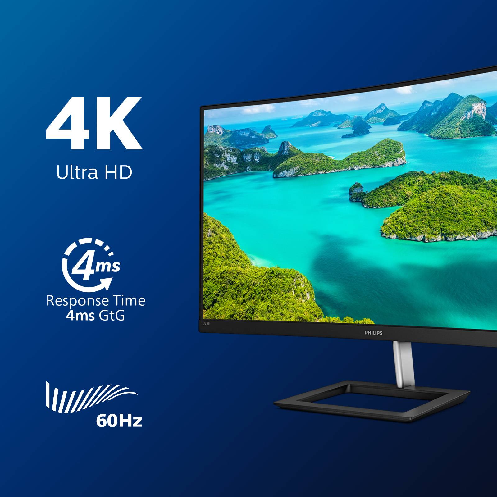 Rca Informatique - image du produit : 328E1CA/00 31.5IN CURV VA 4K UHD 250CD/4MS/2HDMI/DP