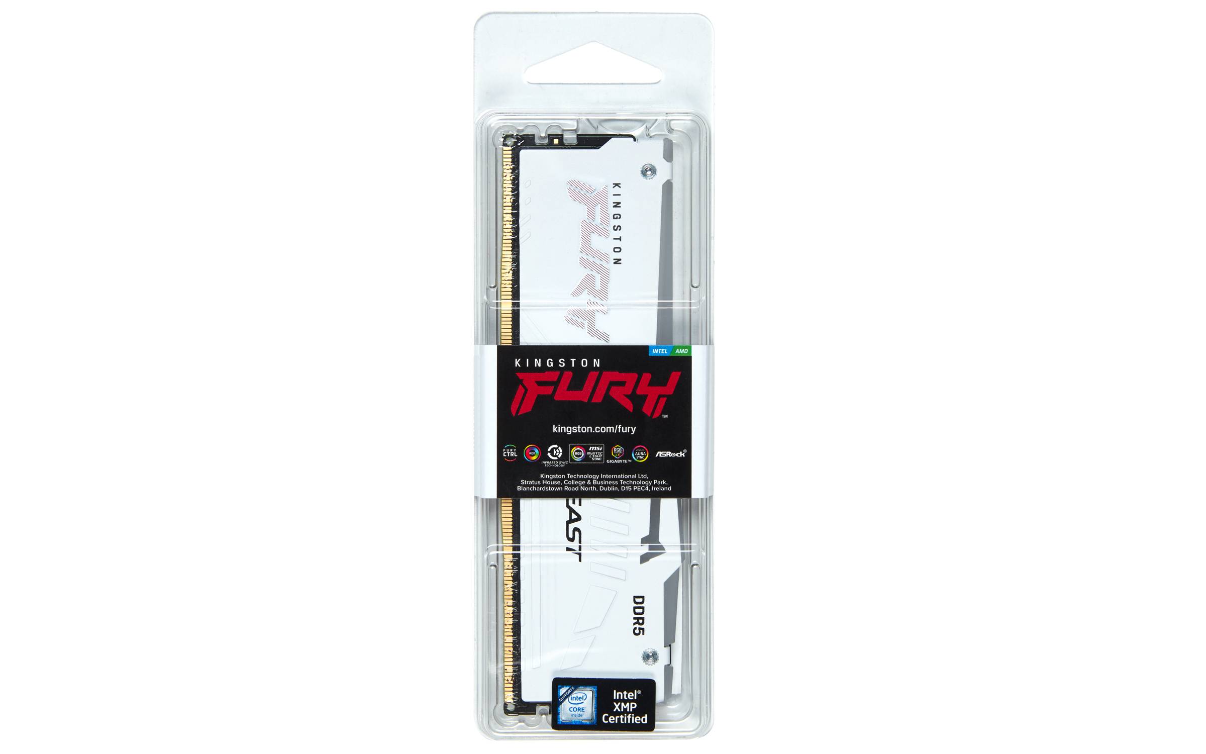 Rca Informatique - image du produit : 16GB DDR5 6400MT/S CL32 DIMM FURY BEAST WHITE RGB XMP