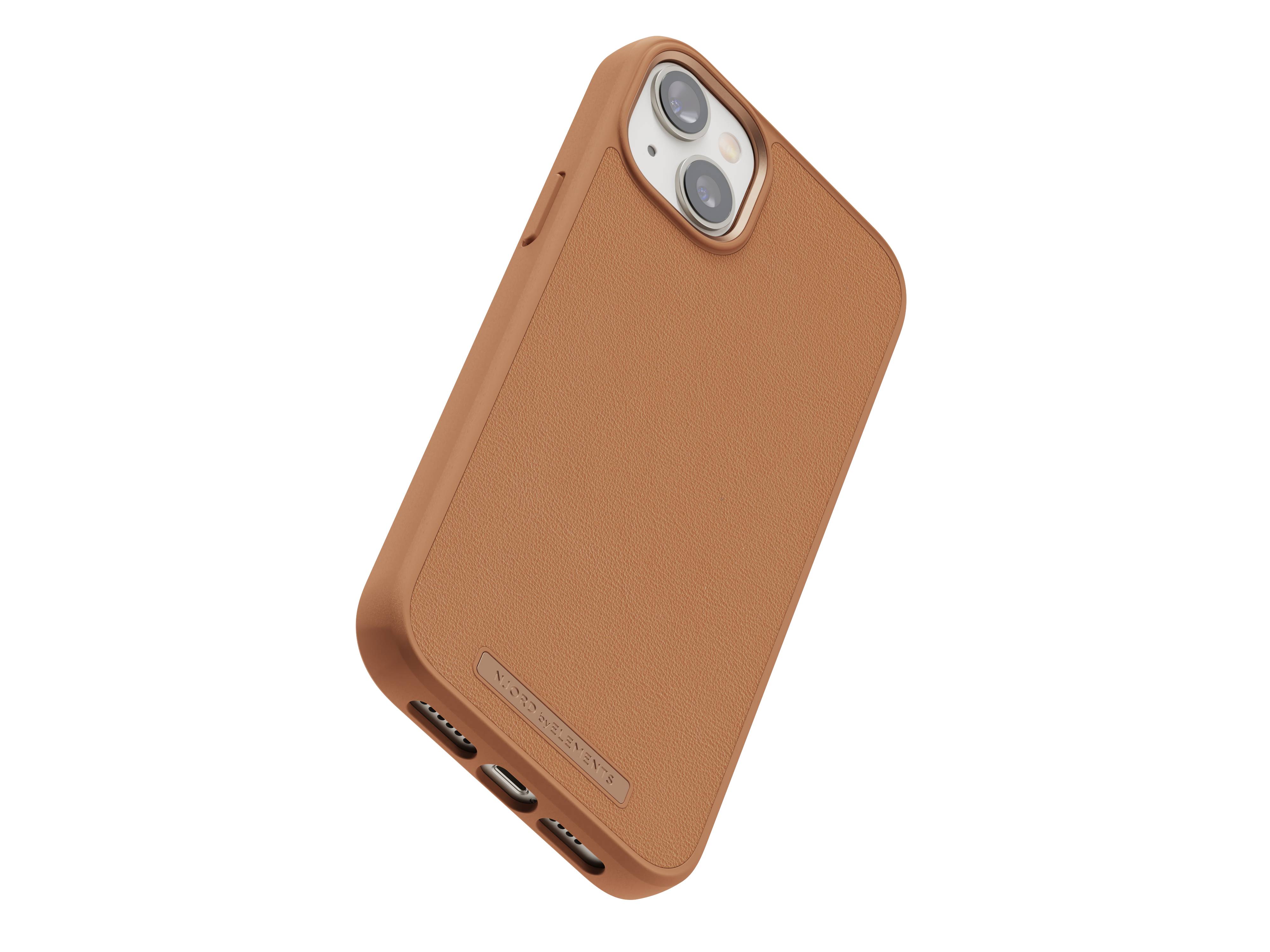 Rca Informatique - image du produit : IPHONE 14 PLUS CASE NJORD - GENUINE LEATHER COGNAC