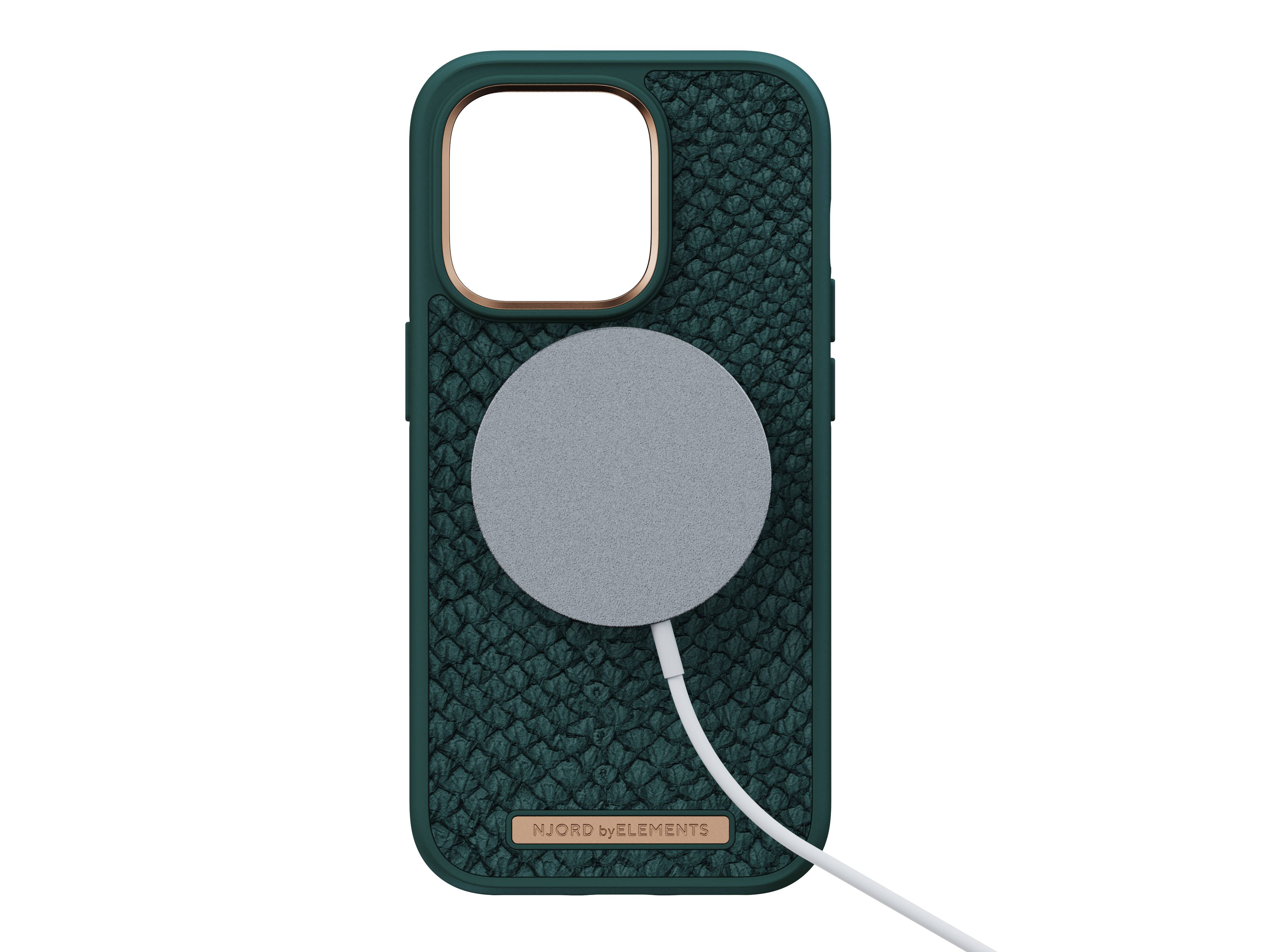 Rca Informatique - image du produit : NJORD SALMON LEATHER MAGSAFE CASE FOR IPHONE 14 PRO GREEN