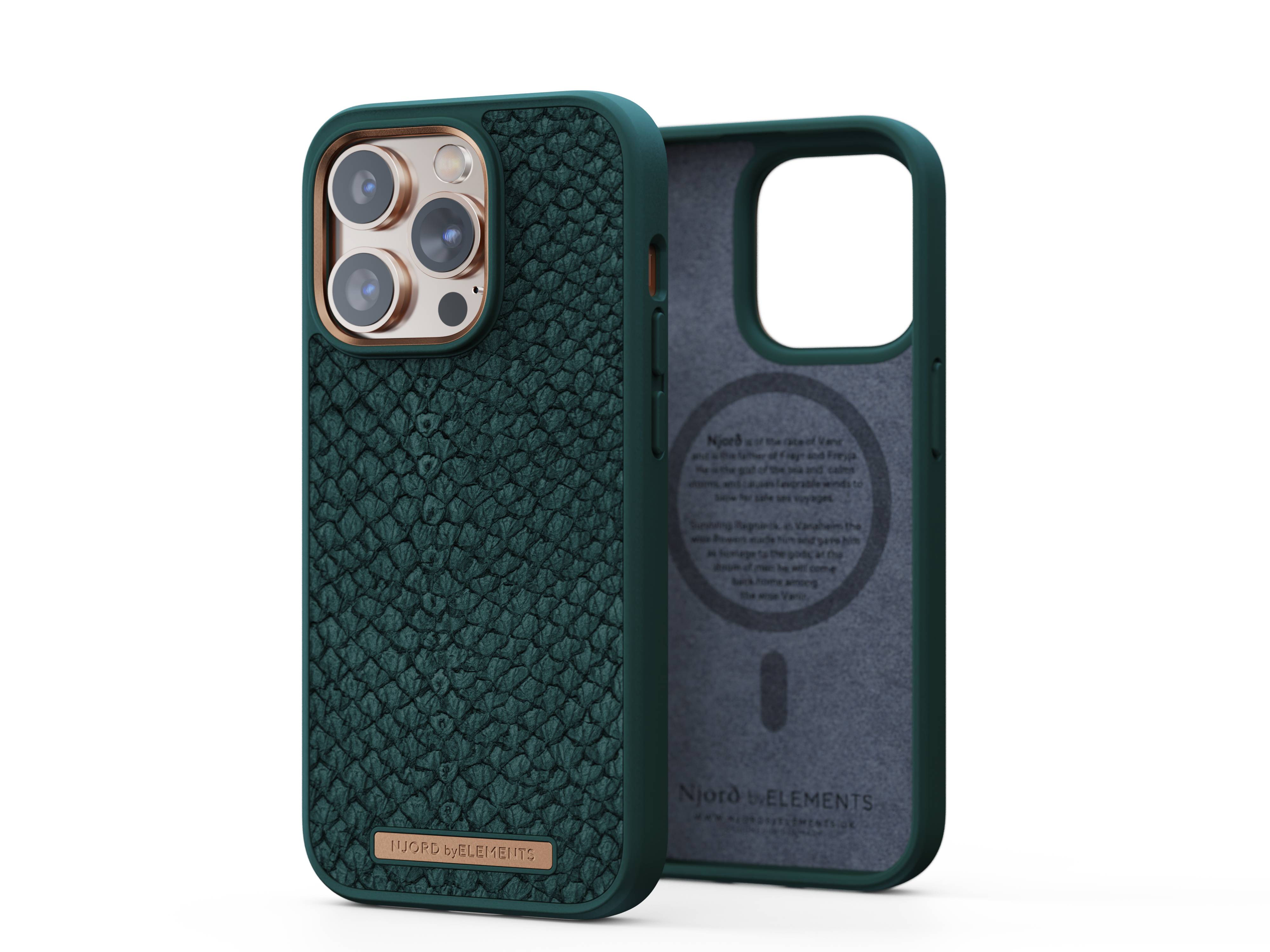 Rca Informatique - image du produit : NJORD SALMON LEATHER MAGSAFE CASE FOR IPHONE 14 PRO GREEN