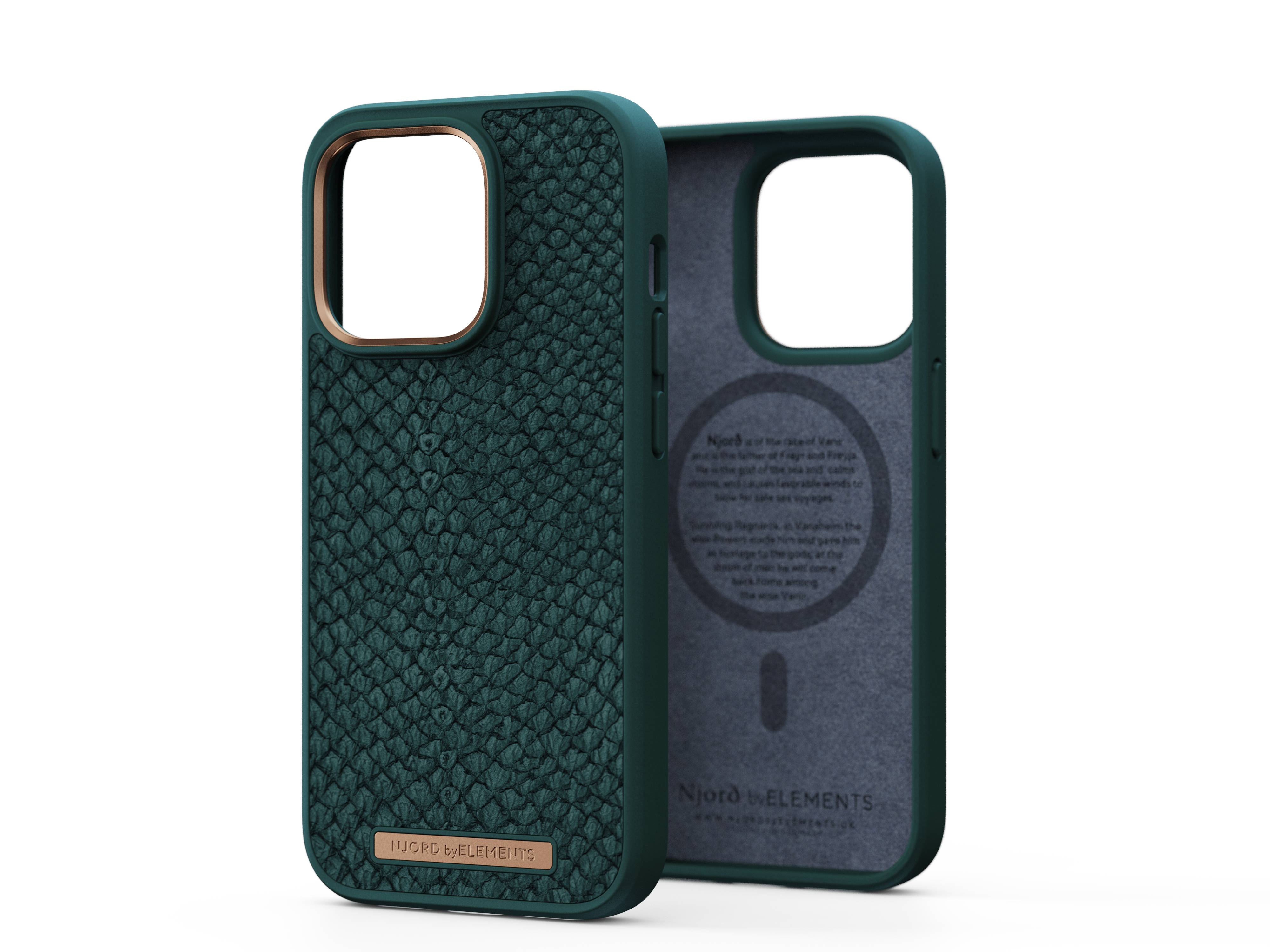 Rca Informatique - Image du produit : NJORD SALMON LEATHER MAGSAFE CASE FOR IPHONE 14 PRO GREEN