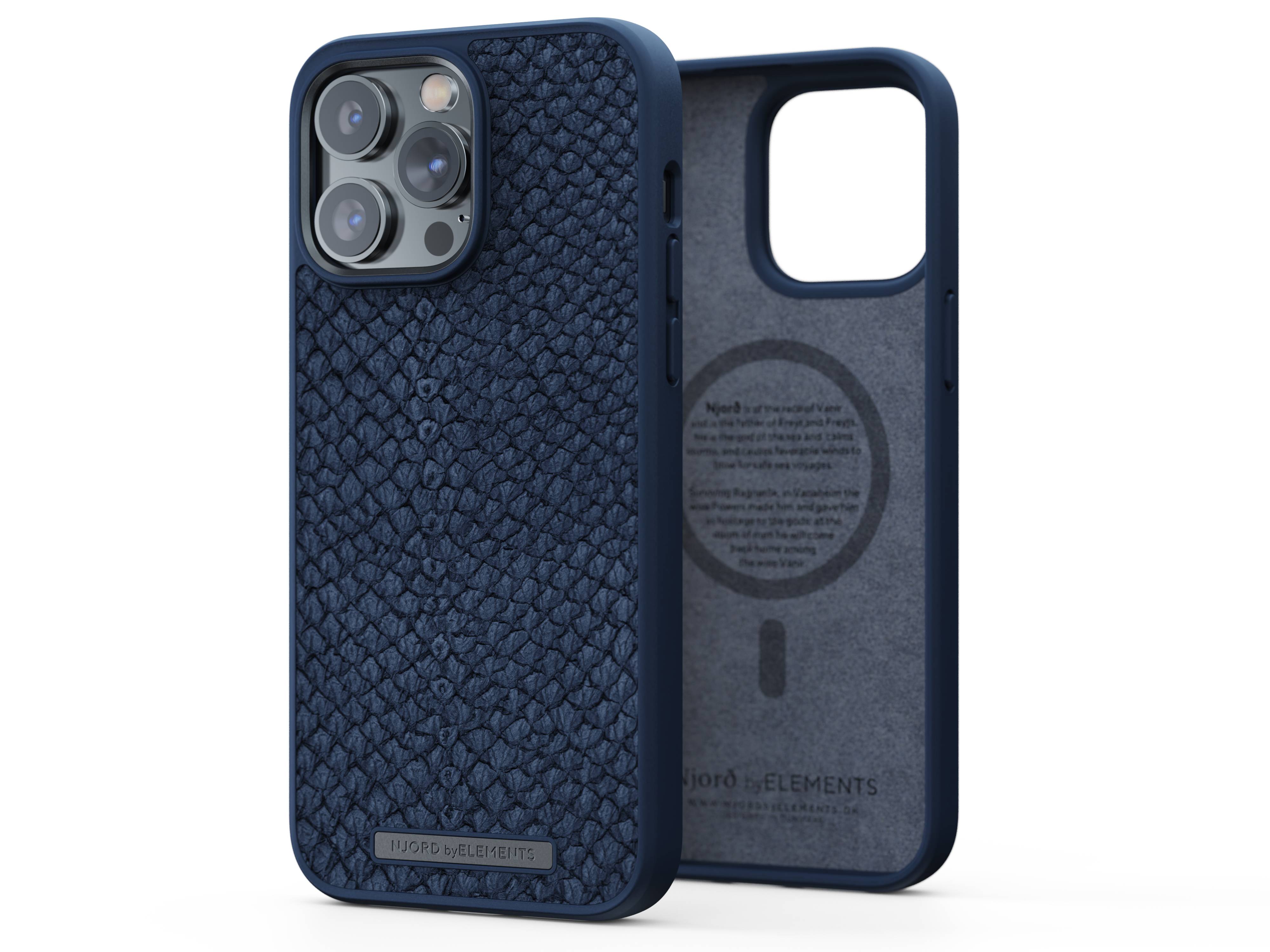 Rca Informatique - image du produit : NJORD SALMON LEATHER MAGSAFE CASE FOR IPHONE 14 PRO MAX BLUE