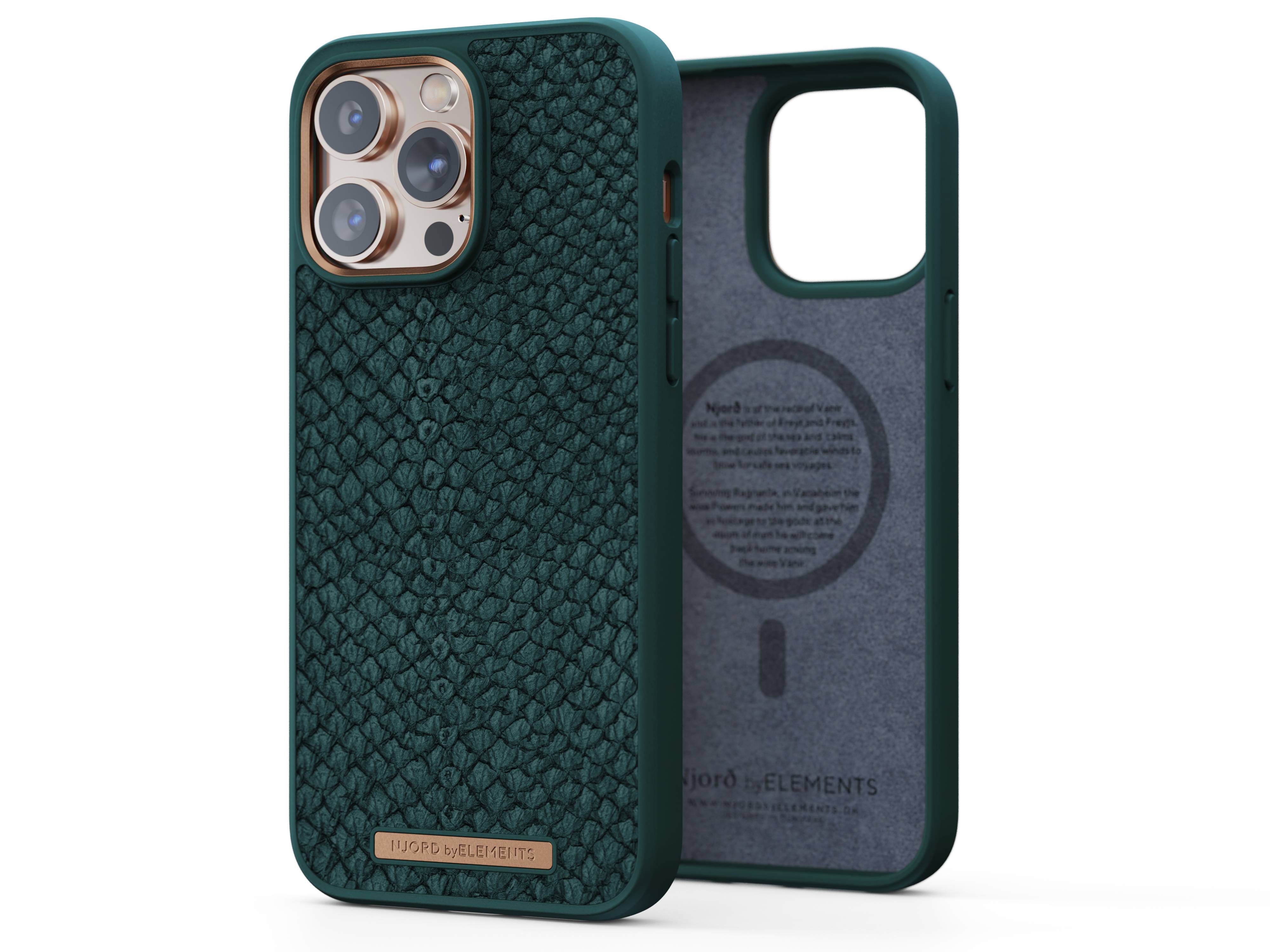 Rca Informatique - image du produit : NJORD SALMON LEATHER MAGSAFE CASE FOR IPHONE 14 PRO MAX GREEN