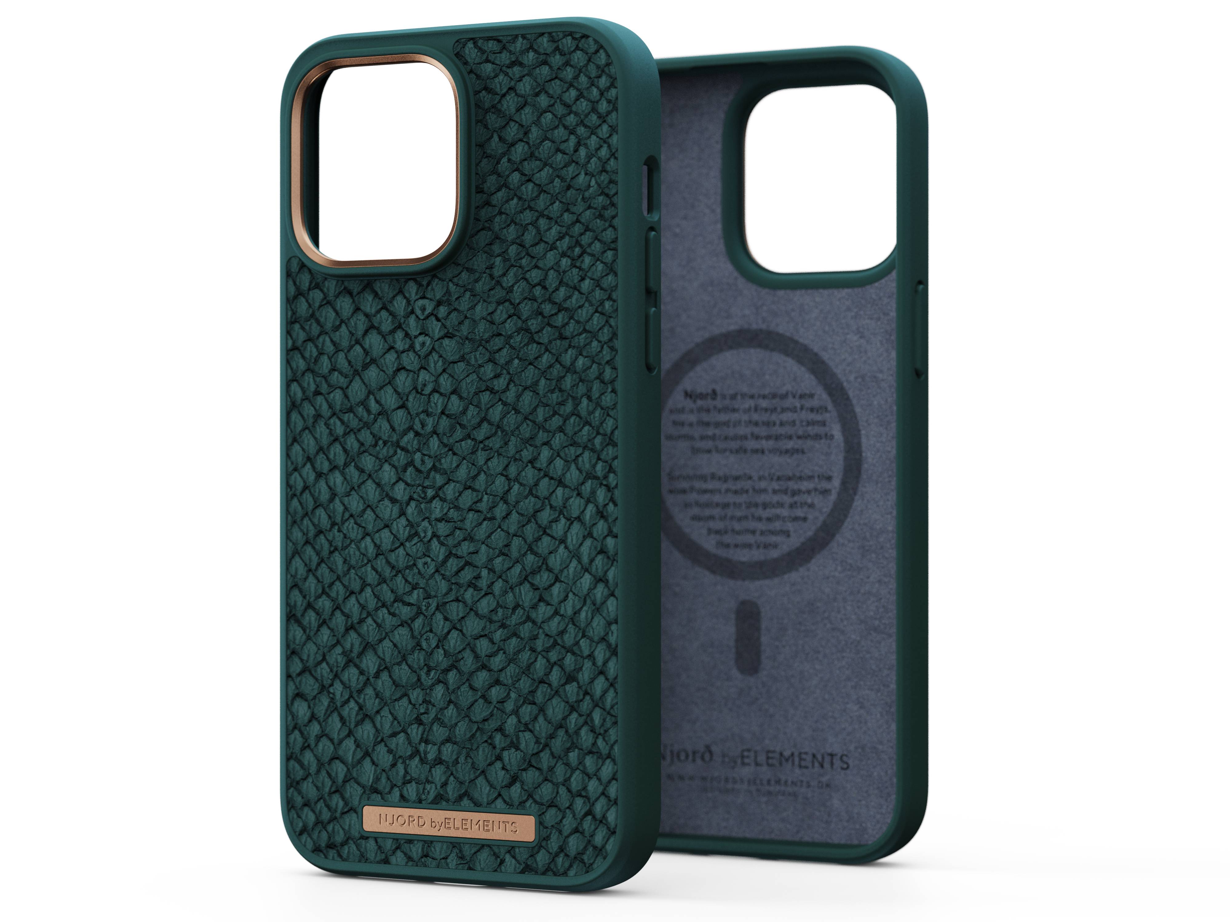 Rca Informatique - image du produit : NJORD SALMON LEATHER MAGSAFE CASE FOR IPHONE 14 PRO MAX GREEN