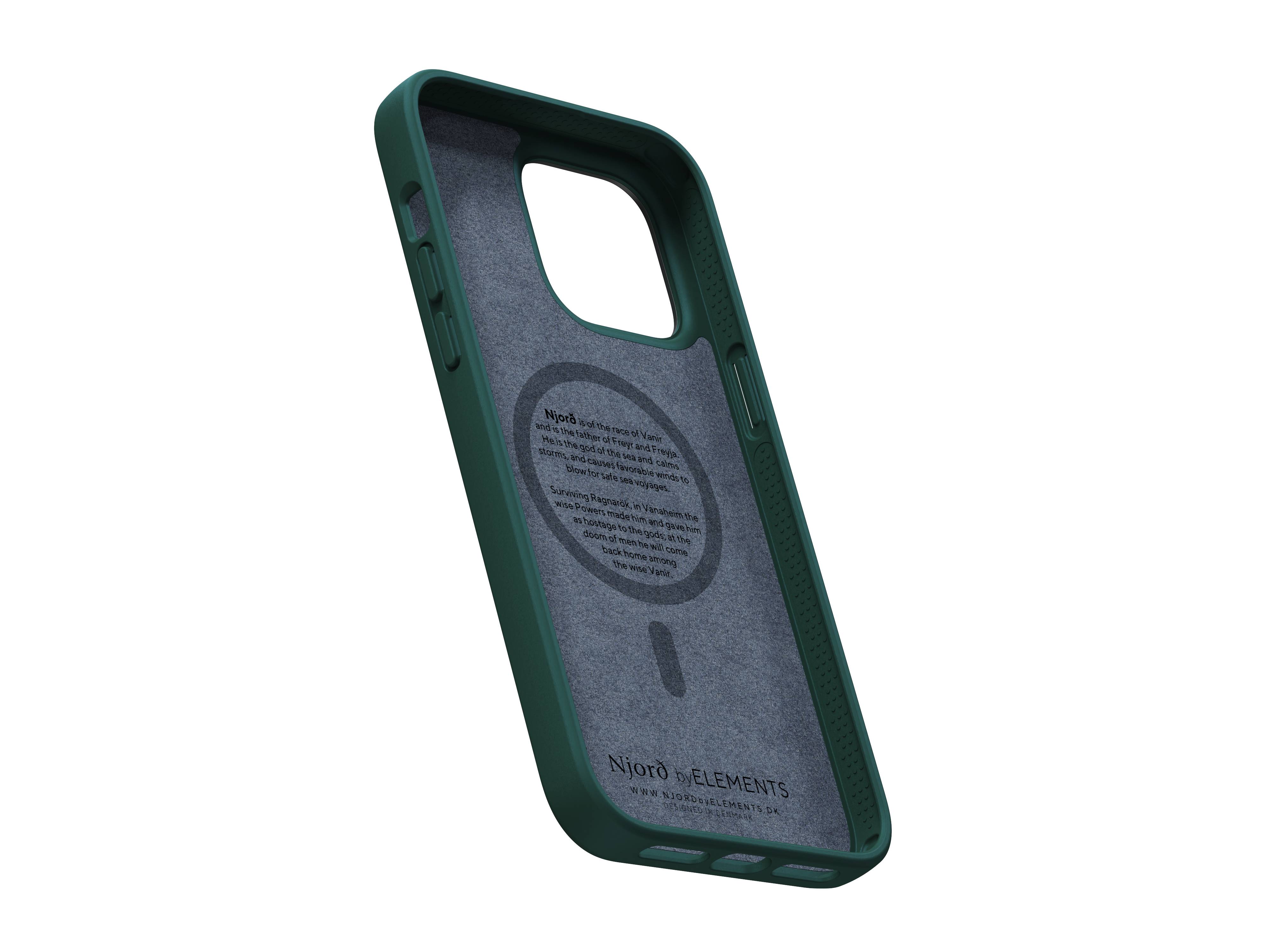 Rca Informatique - image du produit : NJORD SALMON LEATHER MAGSAFE CASE FOR IPHONE 14 PRO MAX GREEN