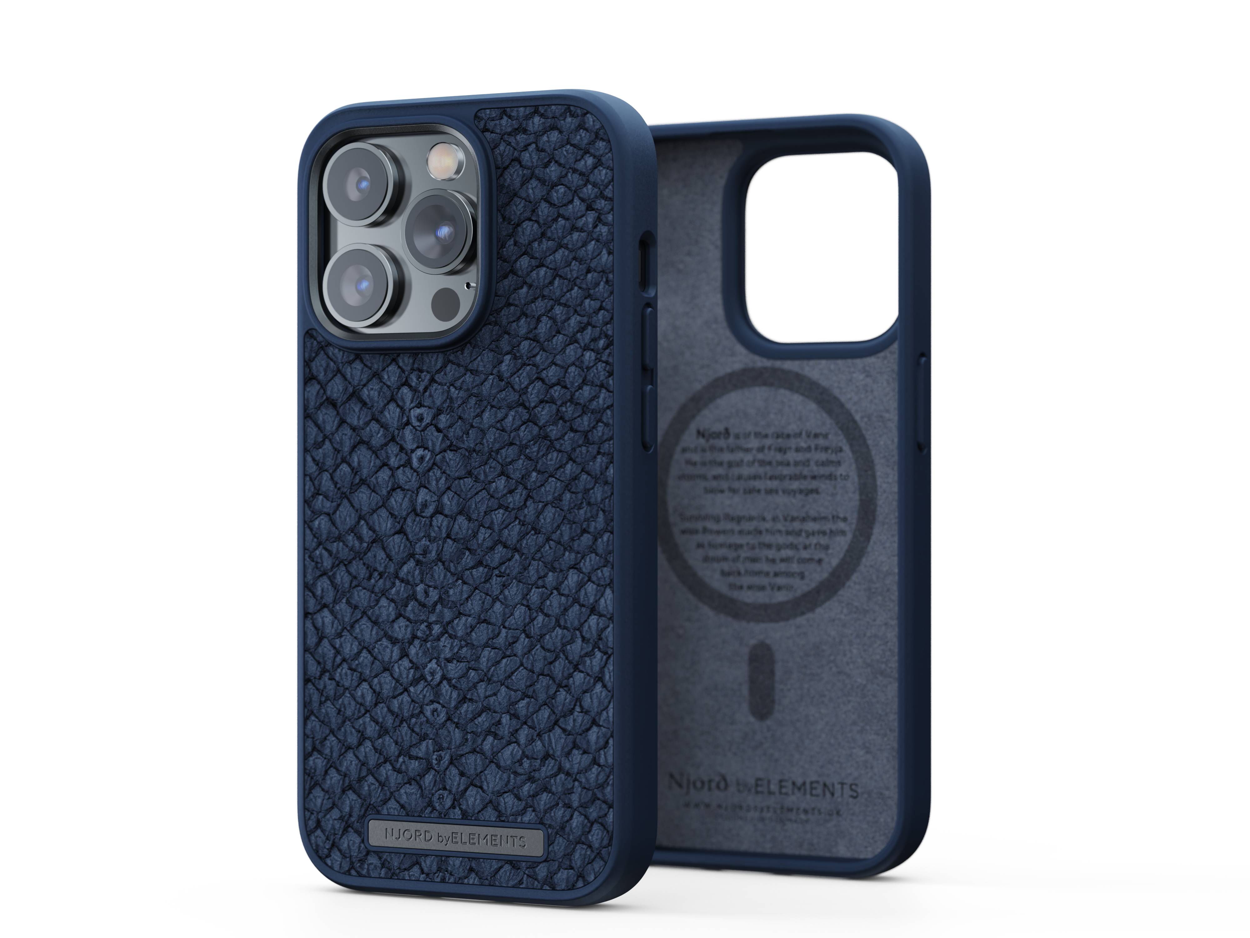 Rca Informatique - image du produit : NJORD SALMON LEATHER MAGSAFE CASE FOR IPHONE 14 PRO BLUE