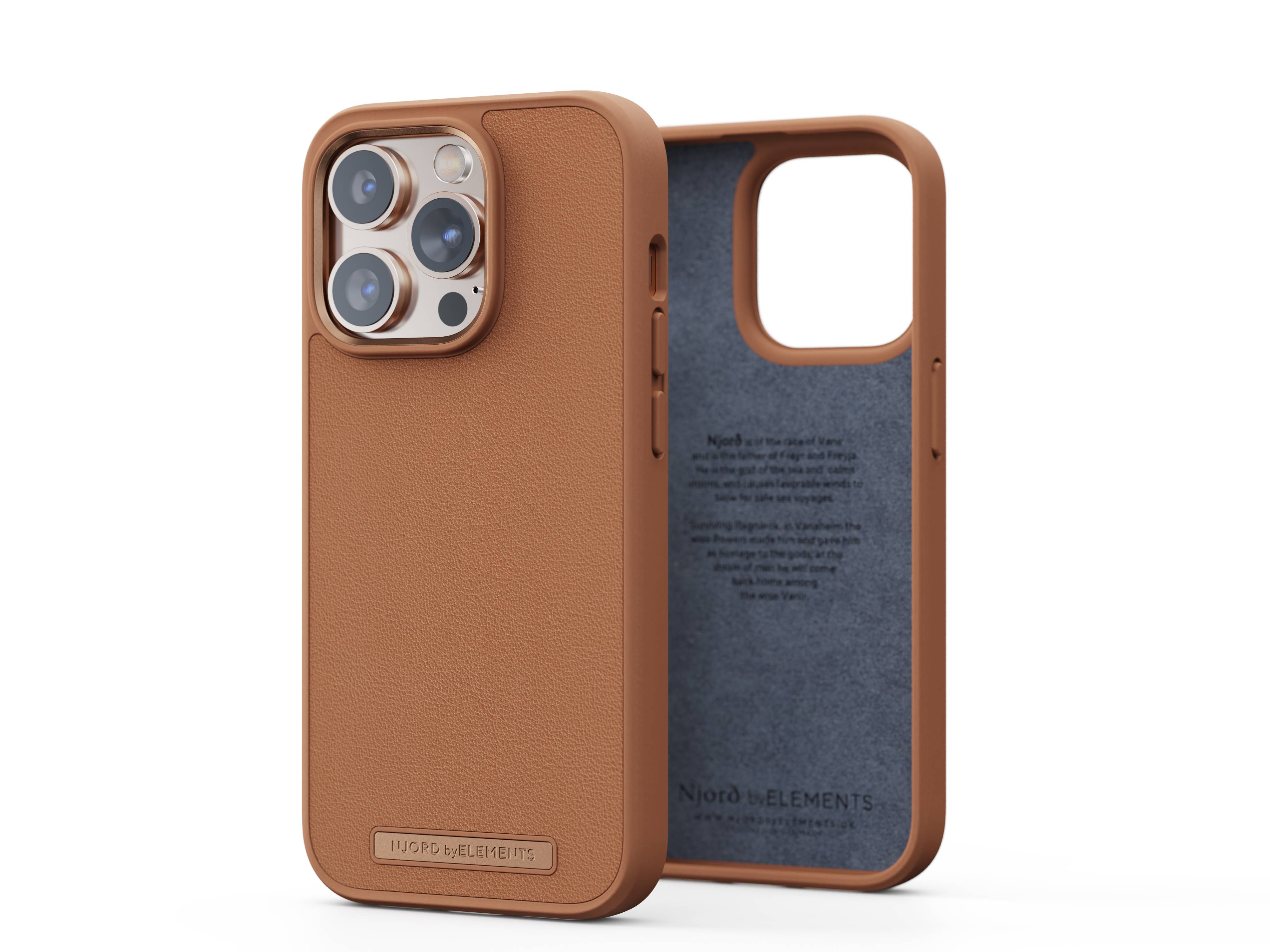 Rca Informatique - image du produit : IPHONE 14 PRO CASE NJORD - GENUINE LEATHER COGNAC