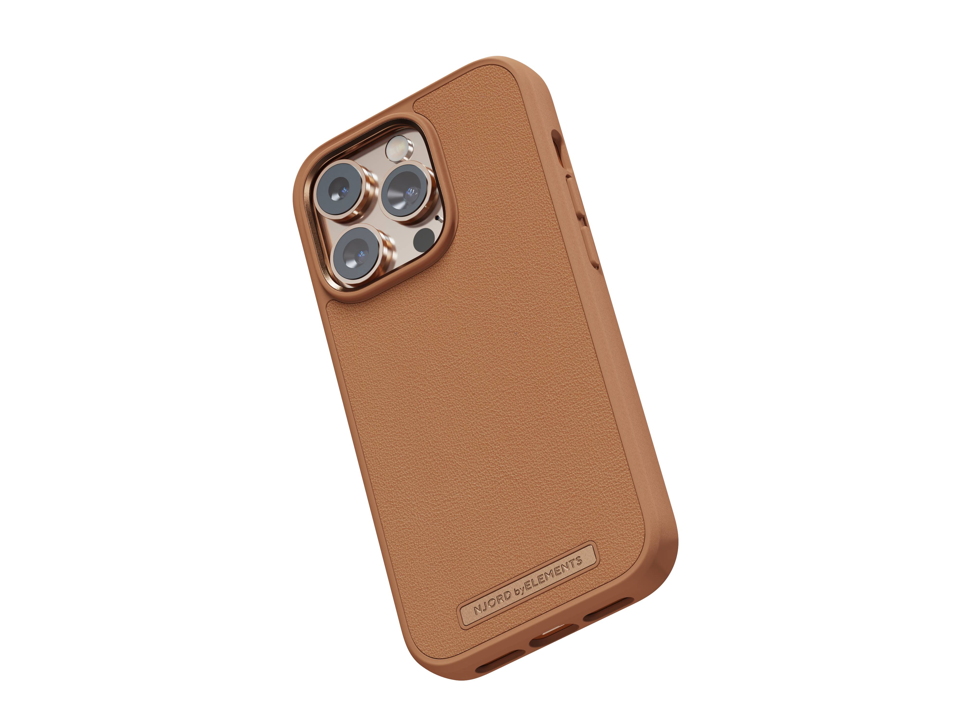 Rca Informatique - image du produit : IPHONE 14 PRO CASE NJORD - GENUINE LEATHER COGNAC