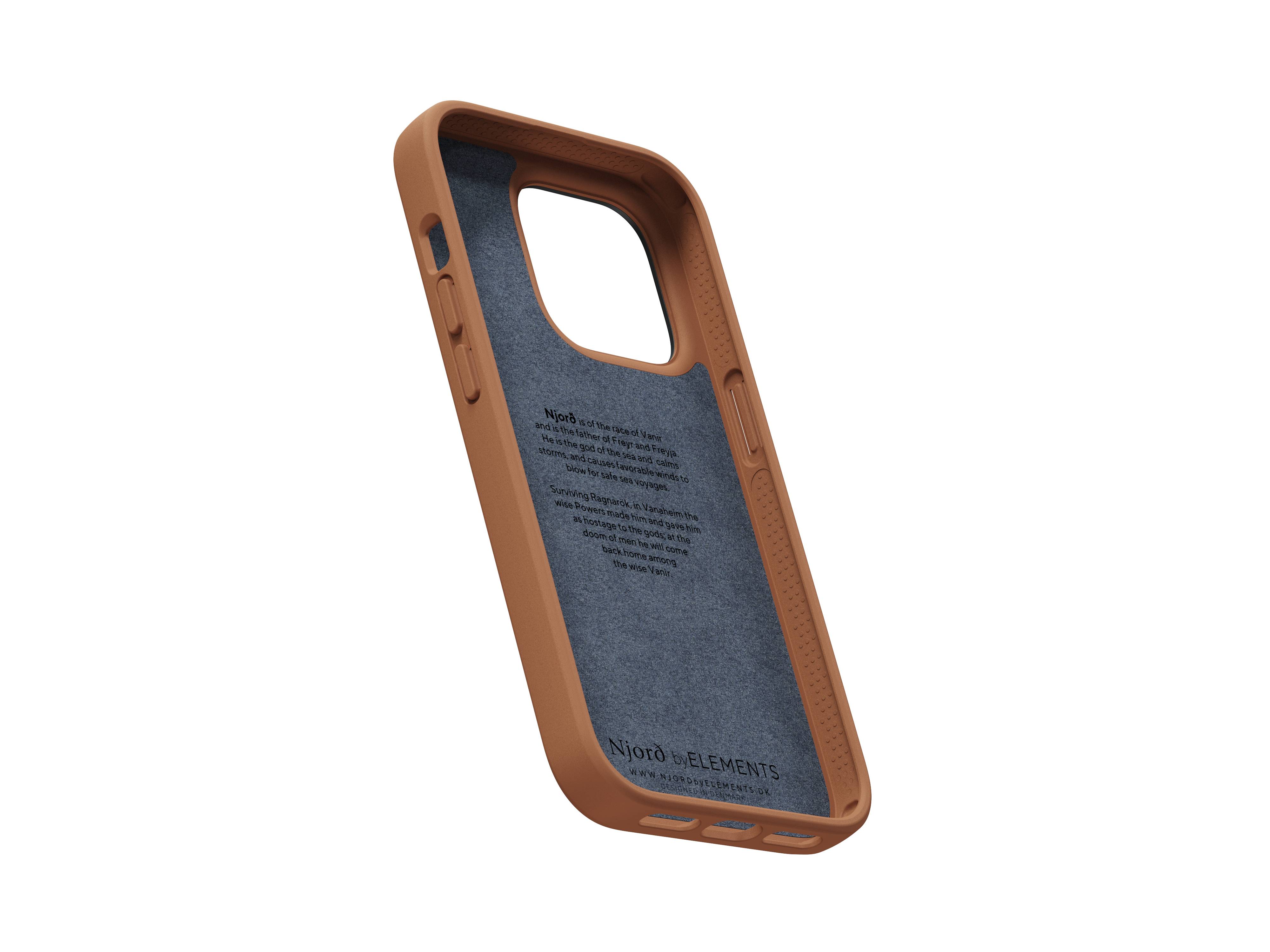 Rca Informatique - image du produit : IPHONE 14 PRO CASE NJORD - GENUINE LEATHER COGNAC