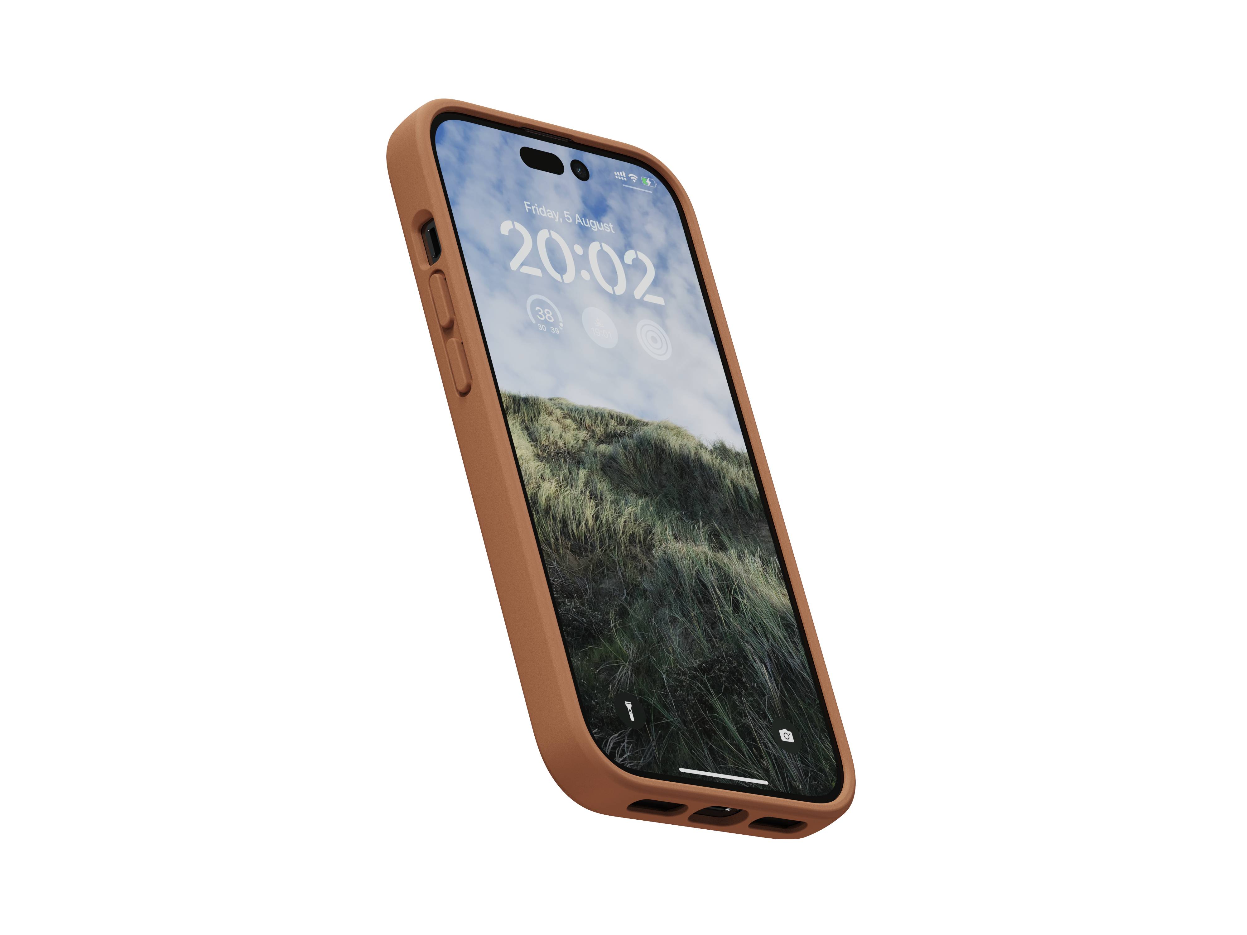 Rca Informatique - image du produit : IPHONE 14 PRO CASE NJORD - GENUINE LEATHER COGNAC