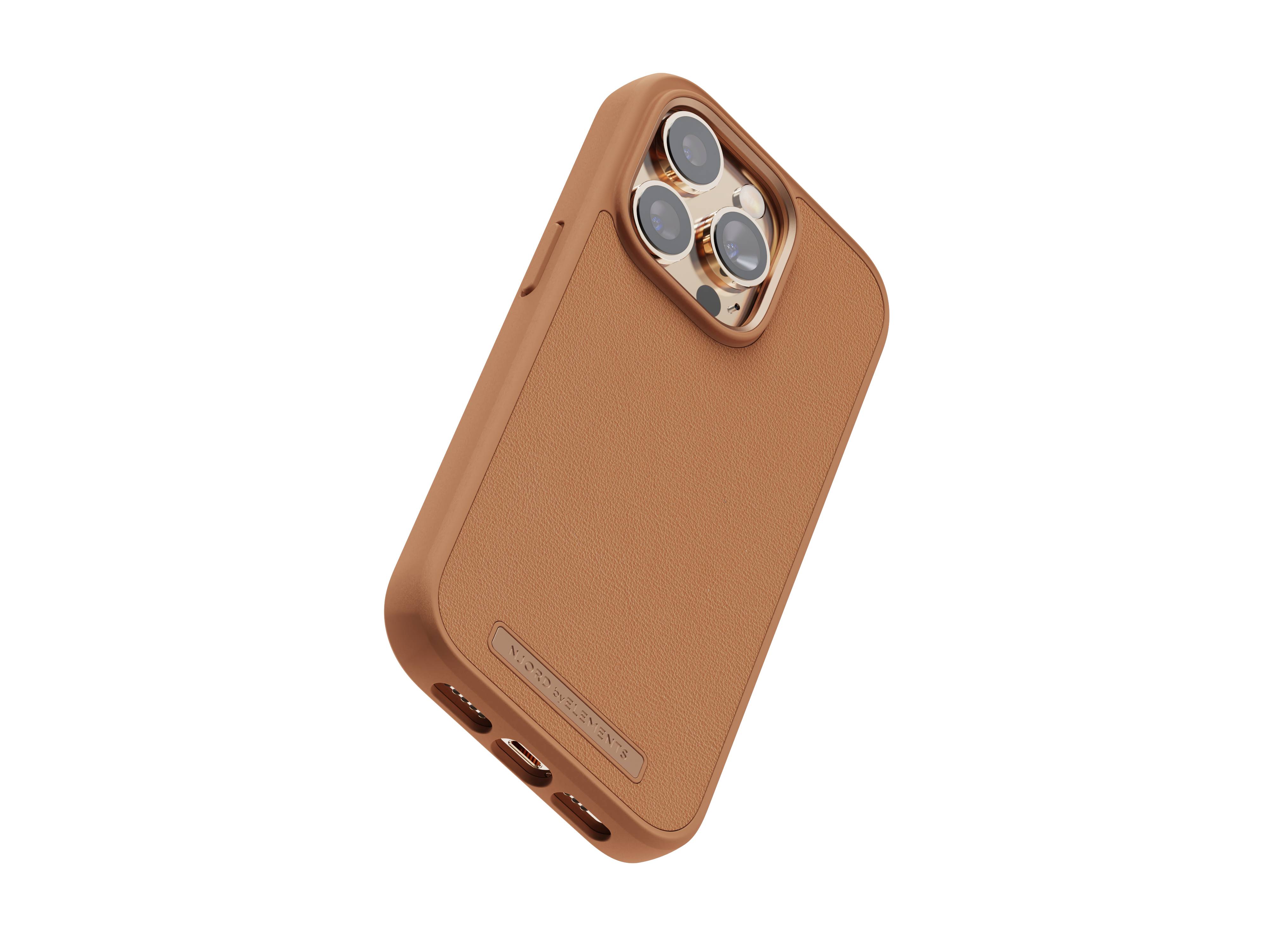 Rca Informatique - image du produit : IPHONE 14 PRO CASE NJORD - GENUINE LEATHER COGNAC