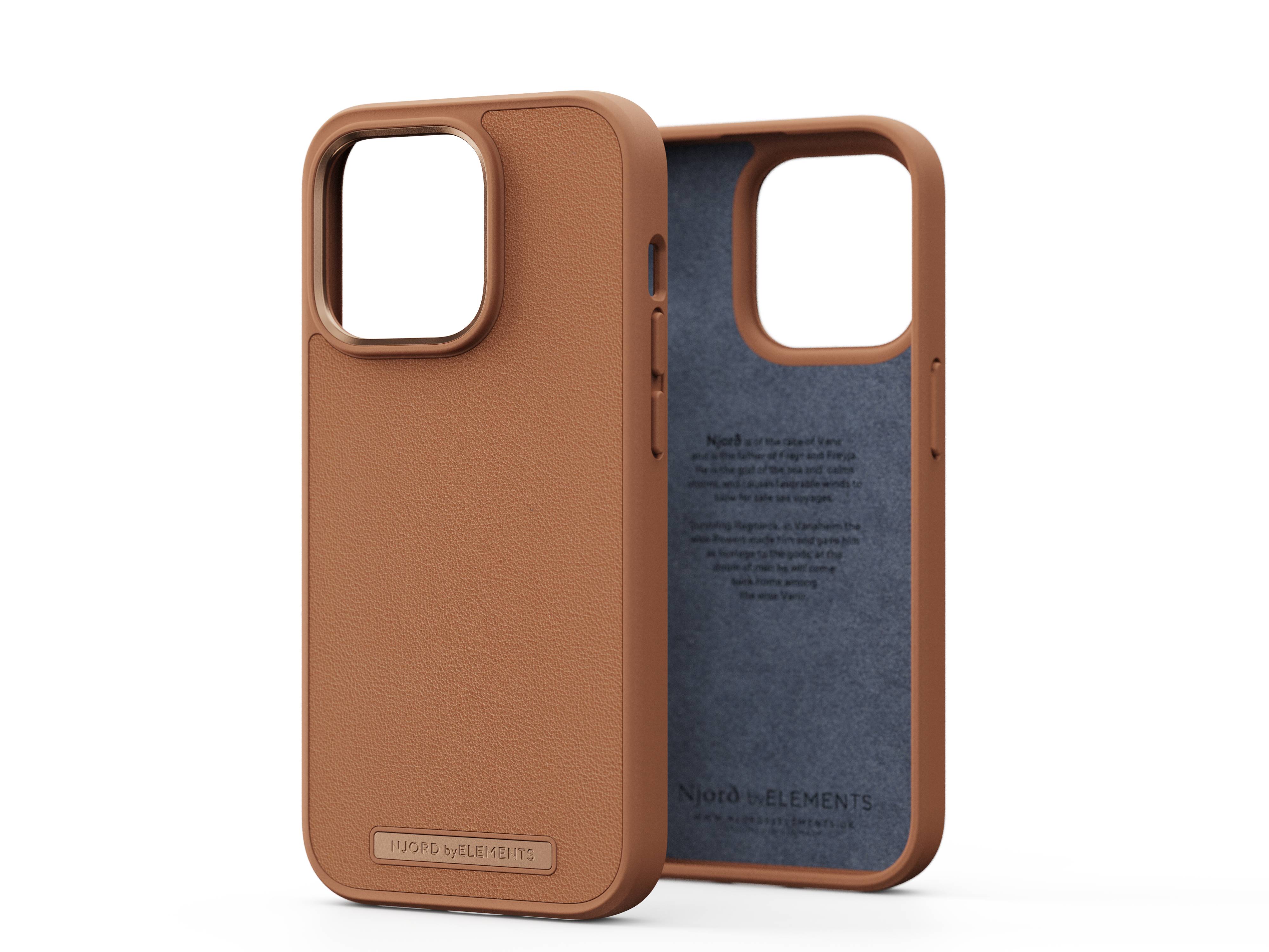 Rca Informatique - image du produit : IPHONE 14 PRO CASE NJORD - GENUINE LEATHER COGNAC