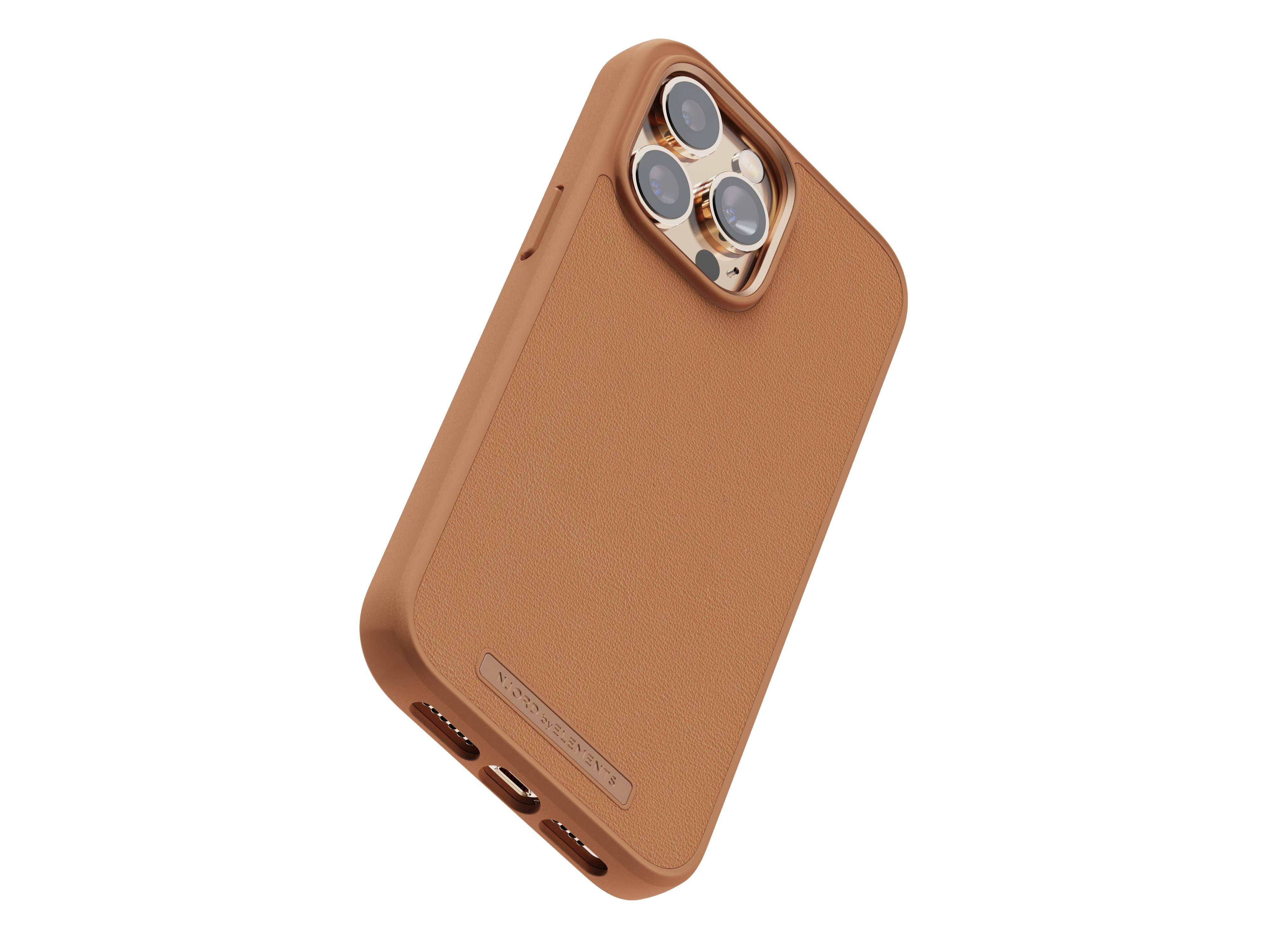 Rca Informatique - image du produit : IPHONE 14 PRO MAX CASE NJORD - GENUINE LEATHER COGNAC