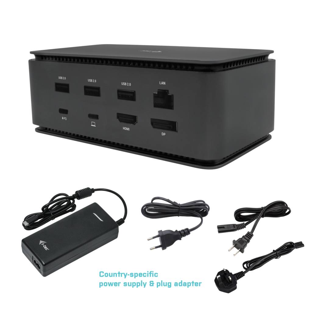 Rca Informatique - image du produit : I-TEC USB4 DUAL DOCK + CHARGER PD 80W + UNIVERSAL CHARGER 112W