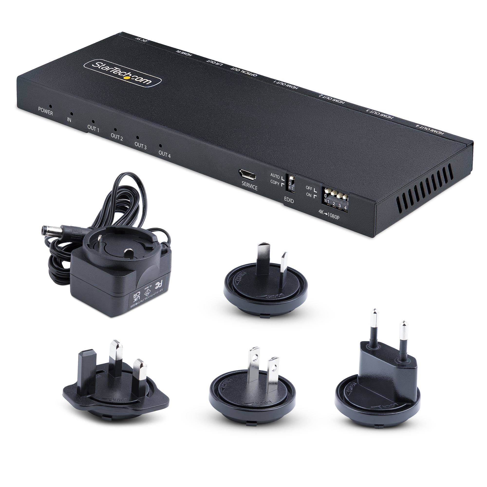 Rca Informatique - image du produit : 4-PORT HDMI SPLITTER - 4K 60HZ BUILT-IN SCALER