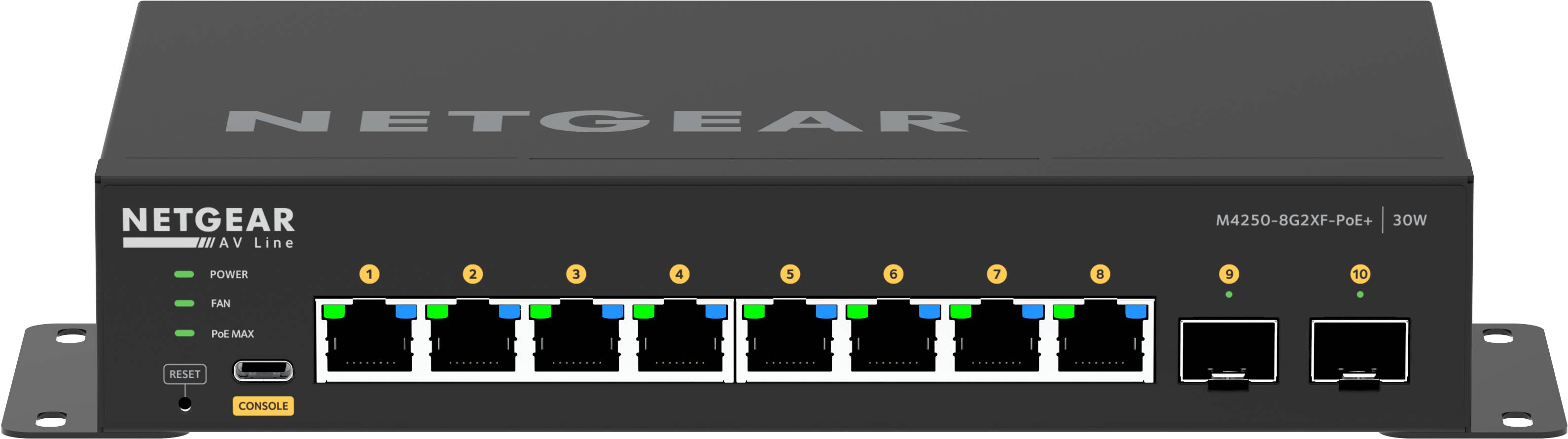 Rca Informatique - Image du produit : M4250-8G2XF-POE+ 220W FULLY MANAGED SWITCH 8-PORT AV LINE