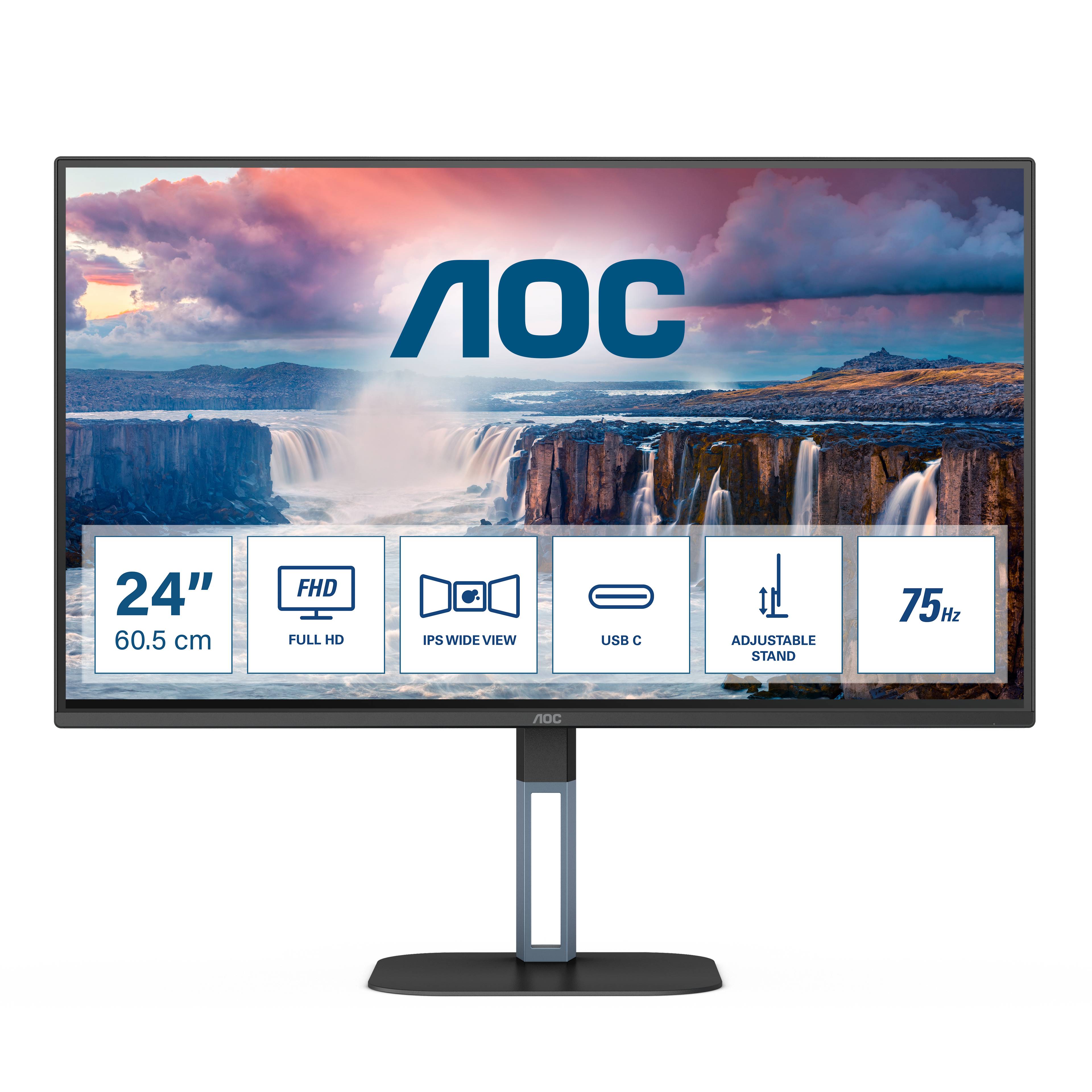 Rca Informatique - image du produit : 24V5C/BK 23.8IN IPS FHD 300CD/HDMI/DP/4USB/USB-C/HAS