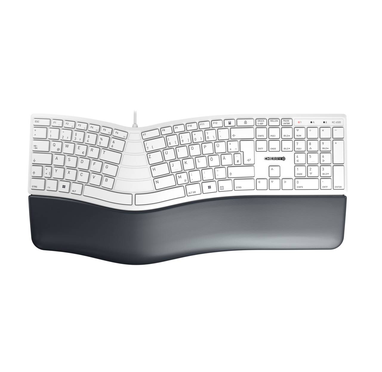 Rca Informatique - image du produit : CHERRY KC 4500 ERGO KEYBOARD CORDED GERMAN USB PALE GREY