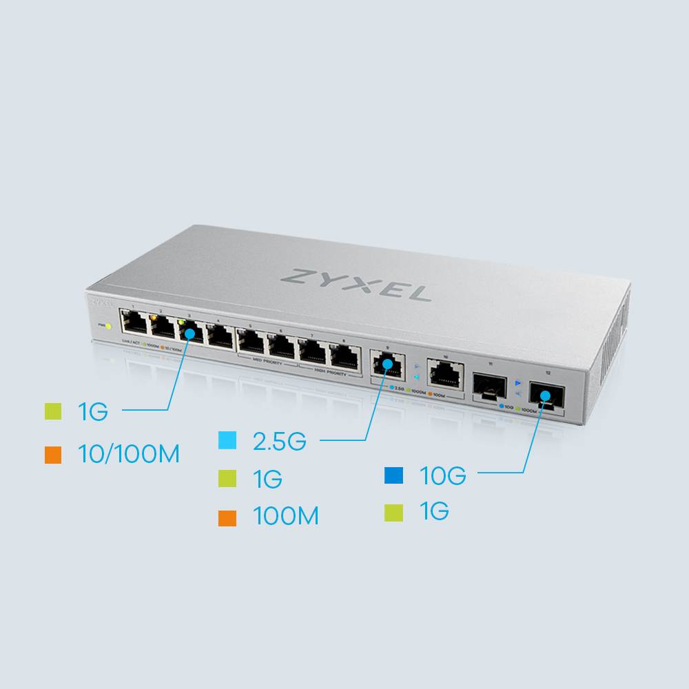 Rca Informatique - image du produit : XGS1010-12 V2 12-PORT GIGABIT UNMANAGED SWITCH WITH 8-PORT 1G