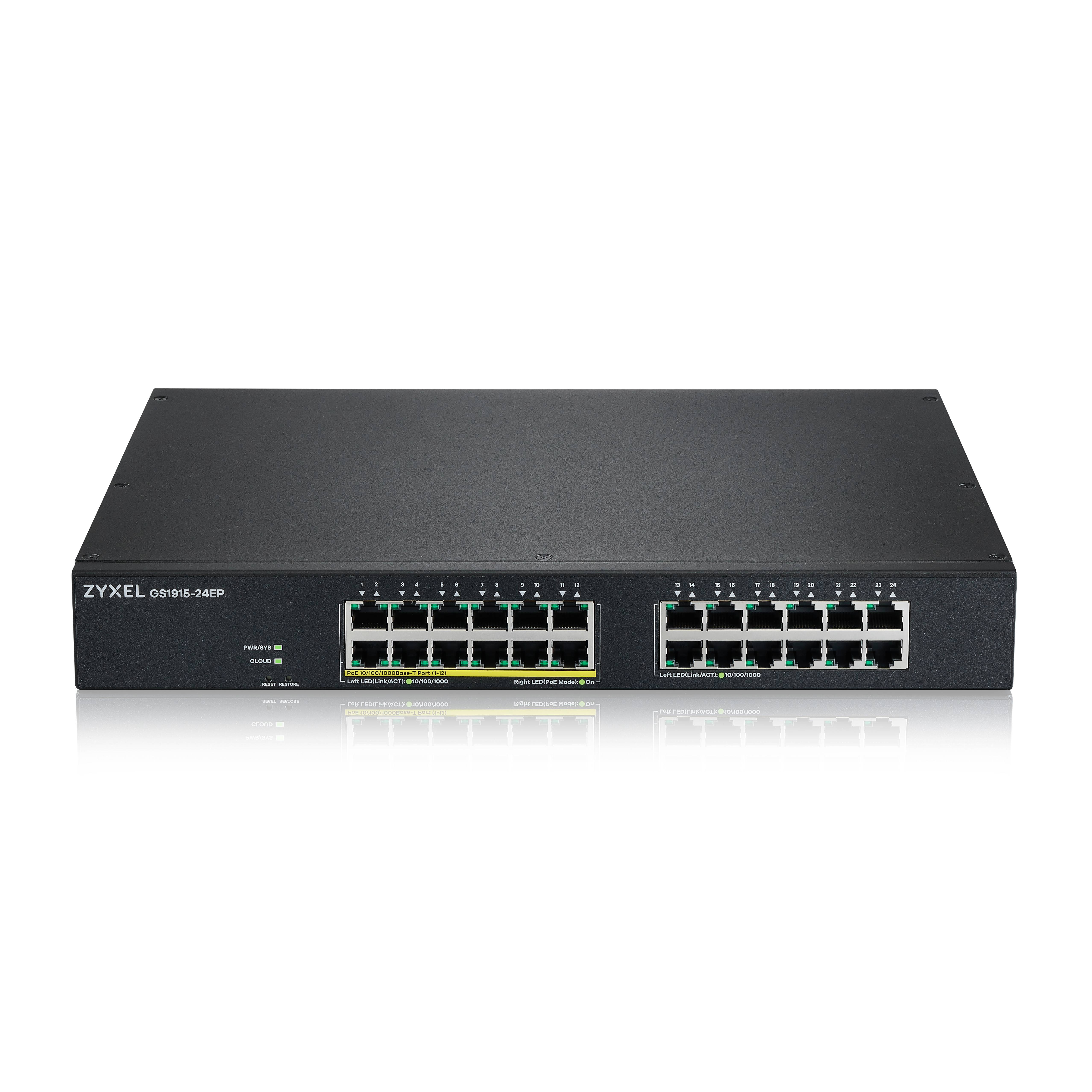 Rca Informatique - image du produit : GS1915-24EP 24-PORT GBE 12 PORT POE 130 WATT 802.3AT