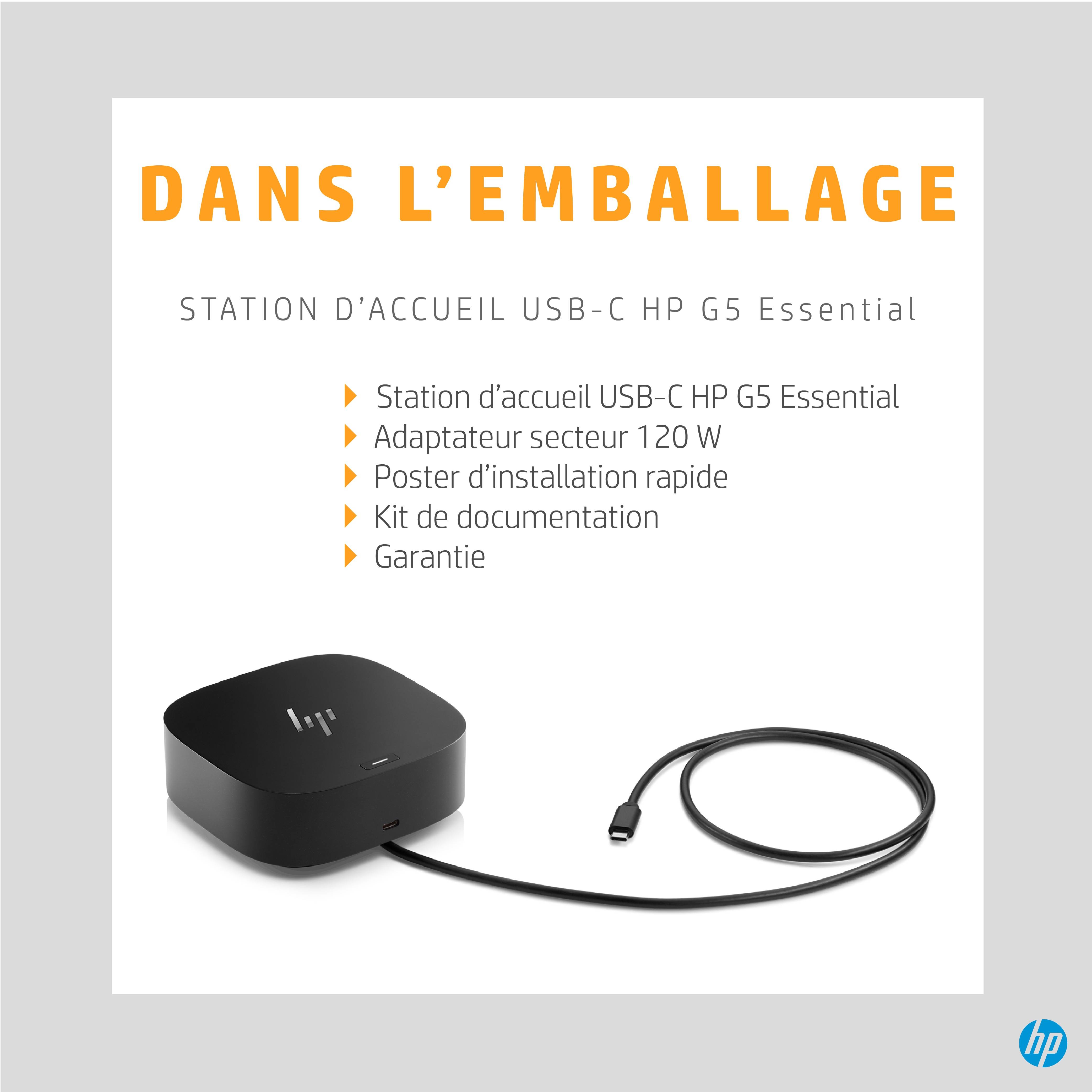 Rca Informatique - image du produit : HP USB-C G5 ESSENTIAL DOCK