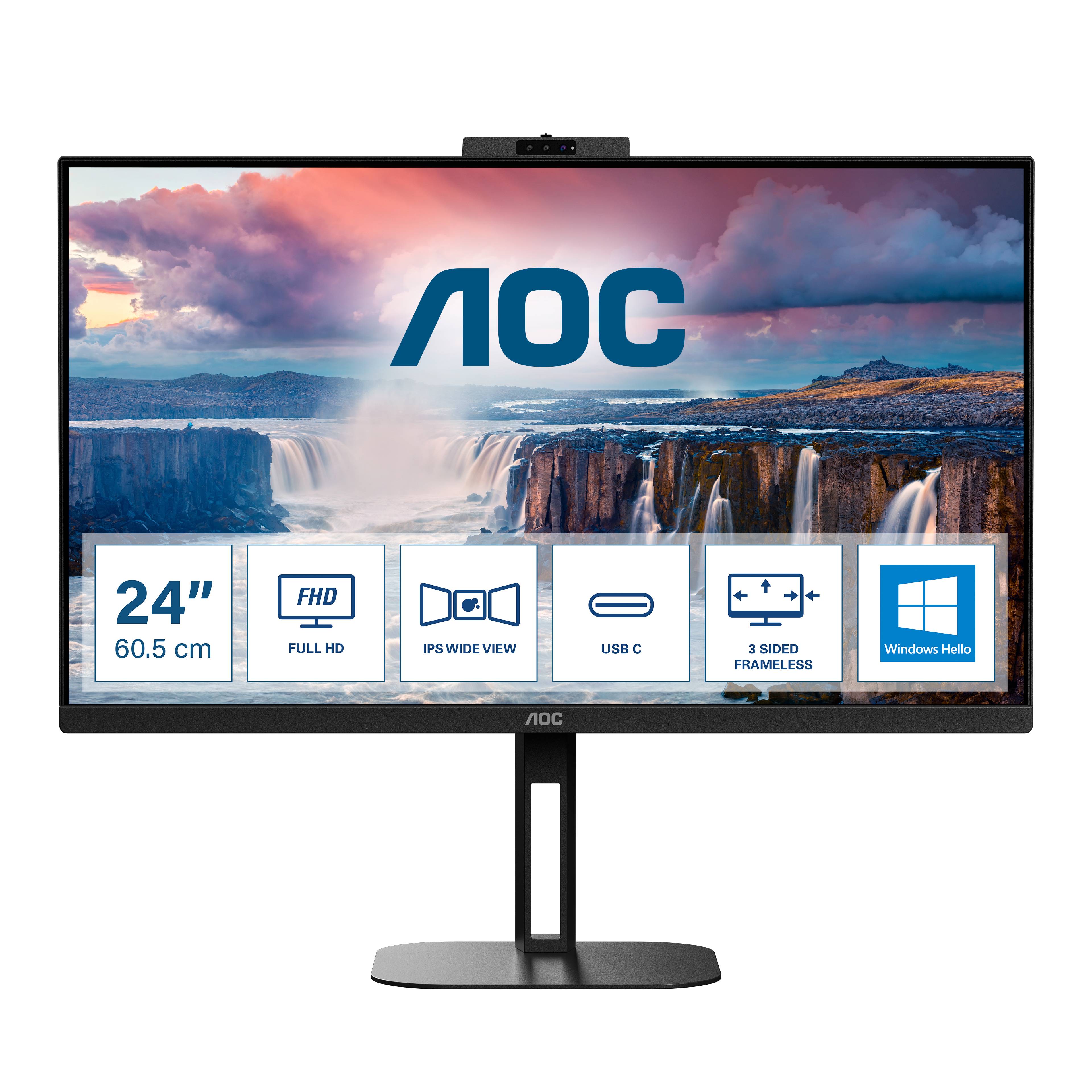 Rca Informatique - image du produit : 24V5CW/BK 23.8IN IPS FHD 300CD/HDMI/DP/4USB/USB-C/HAS