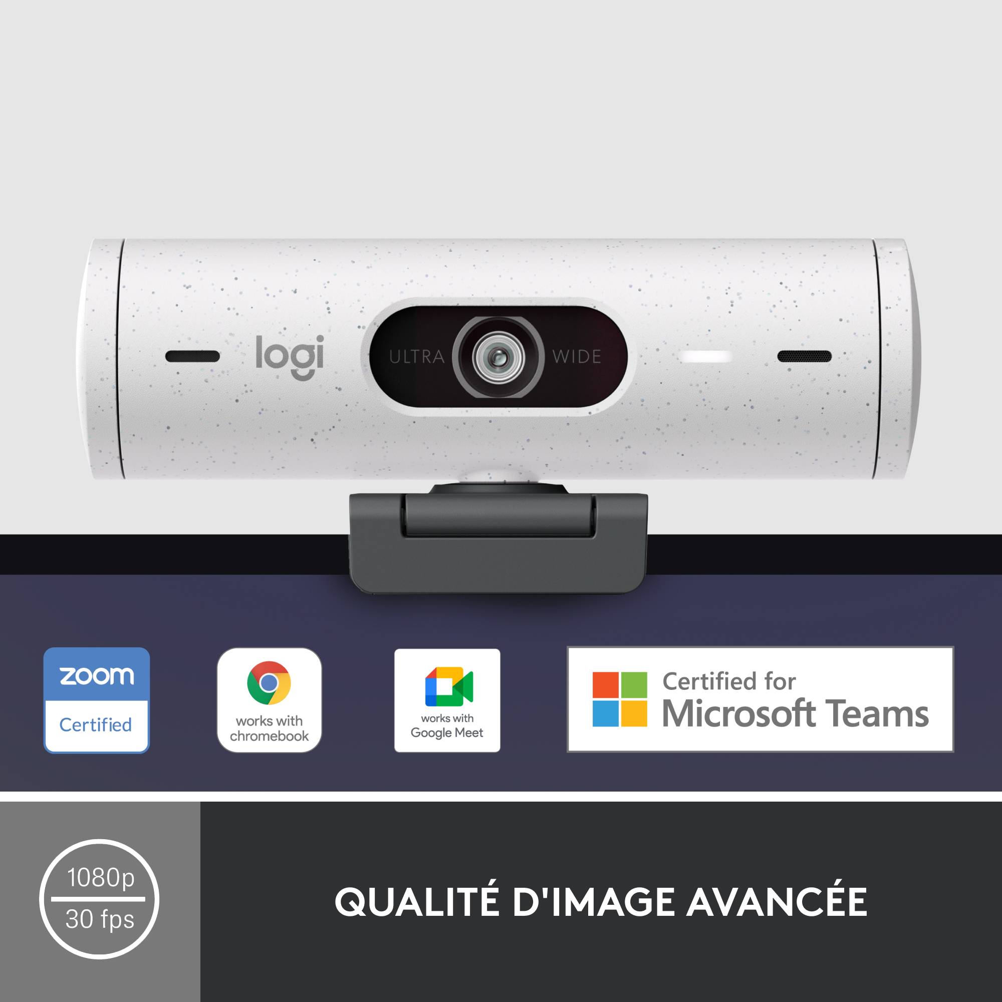 Rca Informatique - image du produit : LOGITECH BRIO 500 WEBCAM OFF-WHITE - EMEA28