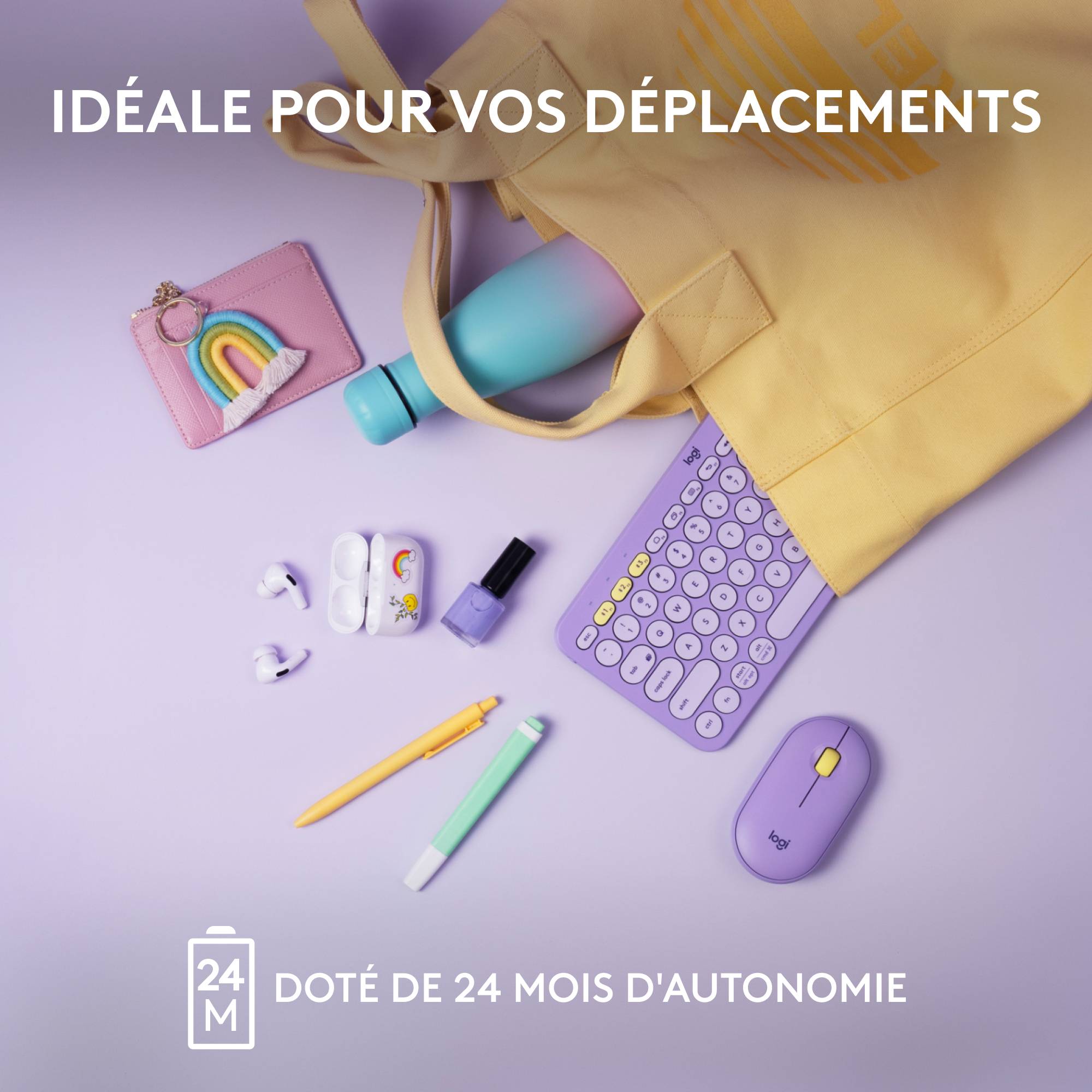 Rca Informatique - image du produit : K380 MULTI-DEVICE BT KEYBOARD LAVENDER LEMONADE CH CENTRAL