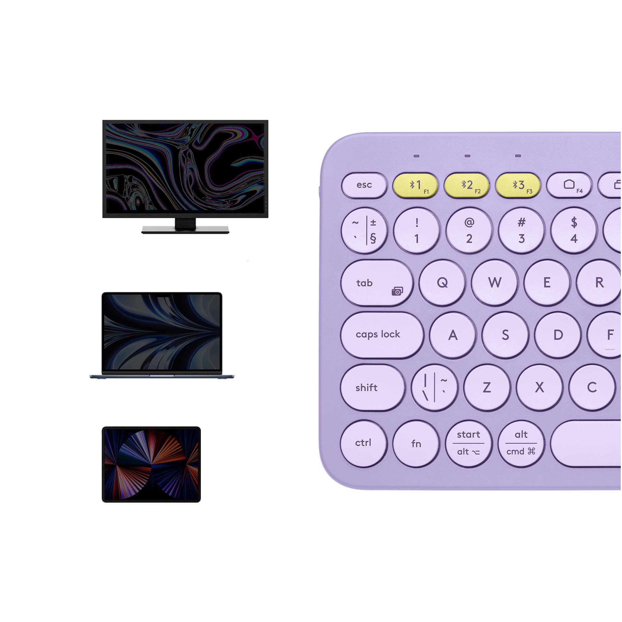 Rca Informatique - image du produit : K380 MULTI-DEVICE BT KEYBOARD LAVENDER LEMONADE CH CENTRAL