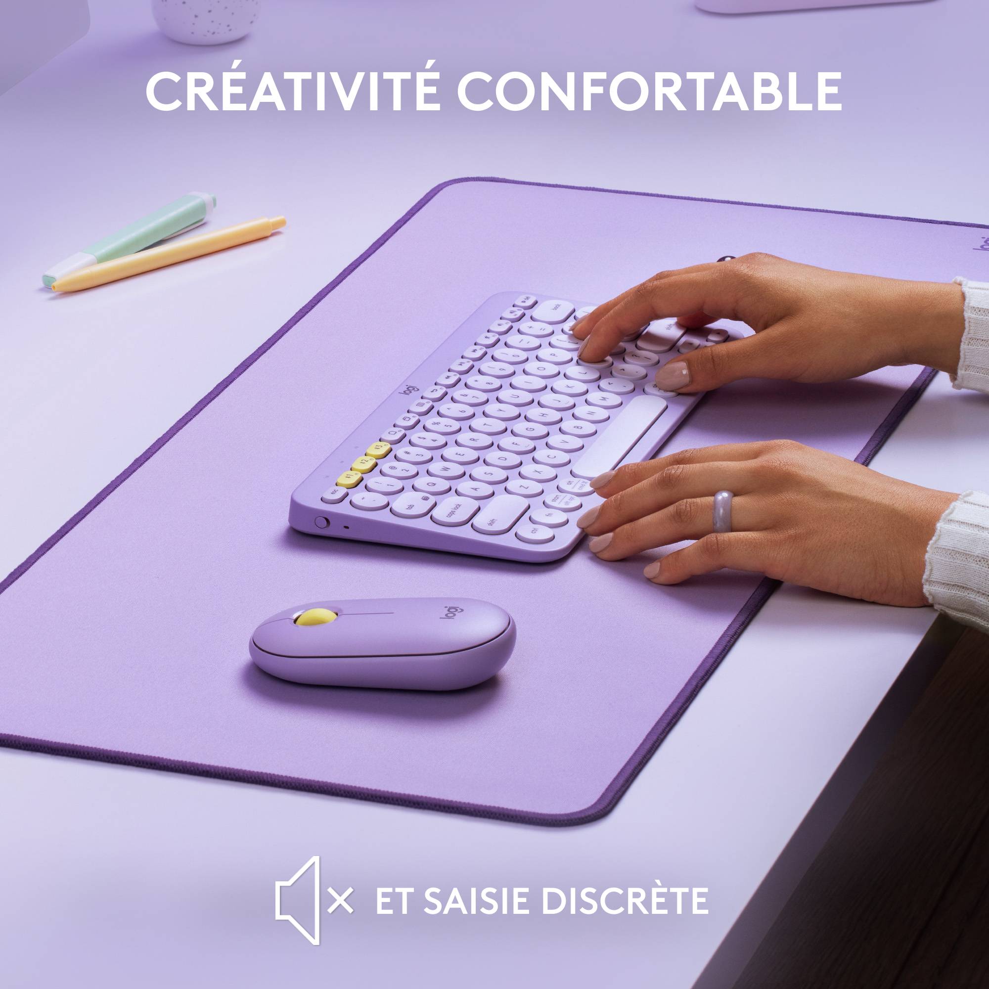 Rca Informatique - image du produit : K380 MULTI-DEVICE BT KEYBOARD LAVENDER LEMONADE CH CENTRAL