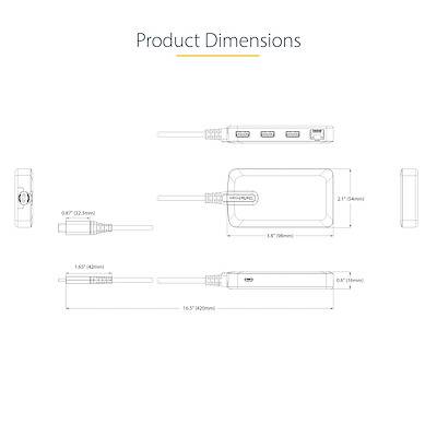 Rca Informatique - image du produit : HUB USB-C  3 PORTS USB-A GBE /USB 3.0 5GBPS HUB USB TYPE-C