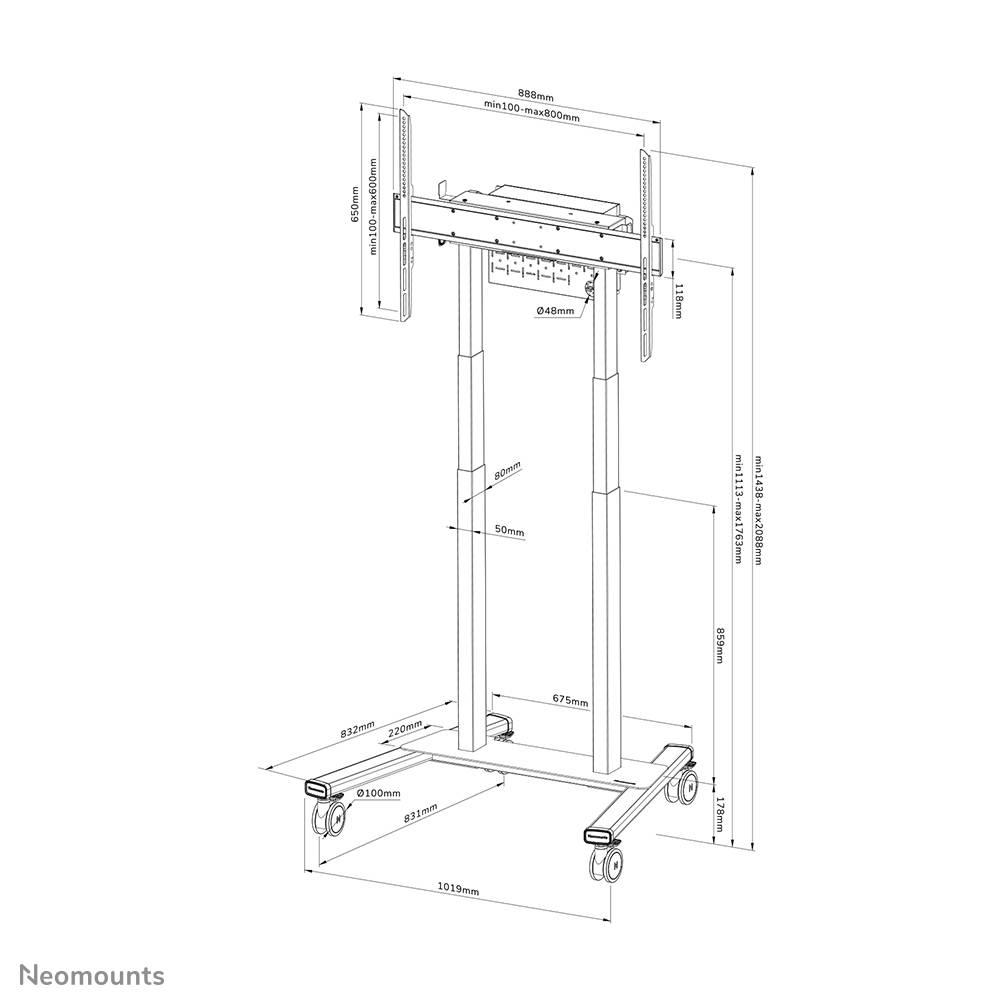 Rca Informatique - image du produit : NEOMOUNTS BY NEWSTAR MOTORISED MOBILE FLOOR STAND - VESA 100X10