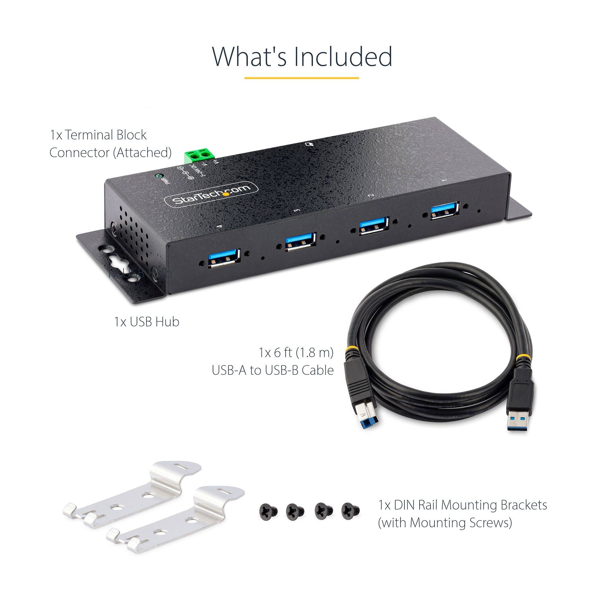 Rca Informatique - image du produit : HUB USB 3.0 5GBPS A 4 PORTS IN DUSTRIEL SPLITTER USB POUR PC