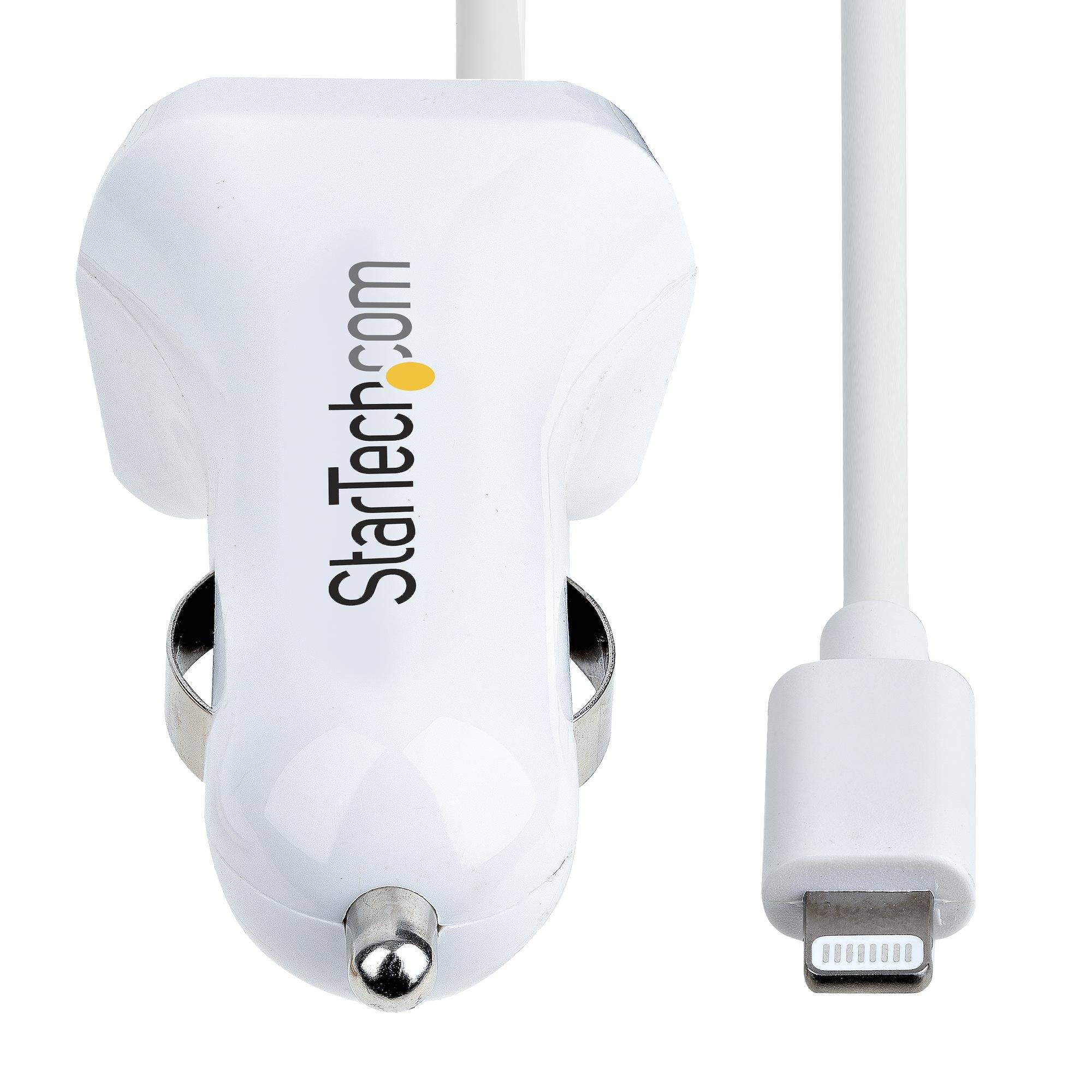 Rca Informatique - image du produit : CHARGEUR VOITURE LIGHTNING AVE C CABLE SPIRALA DE 1M - BLANC