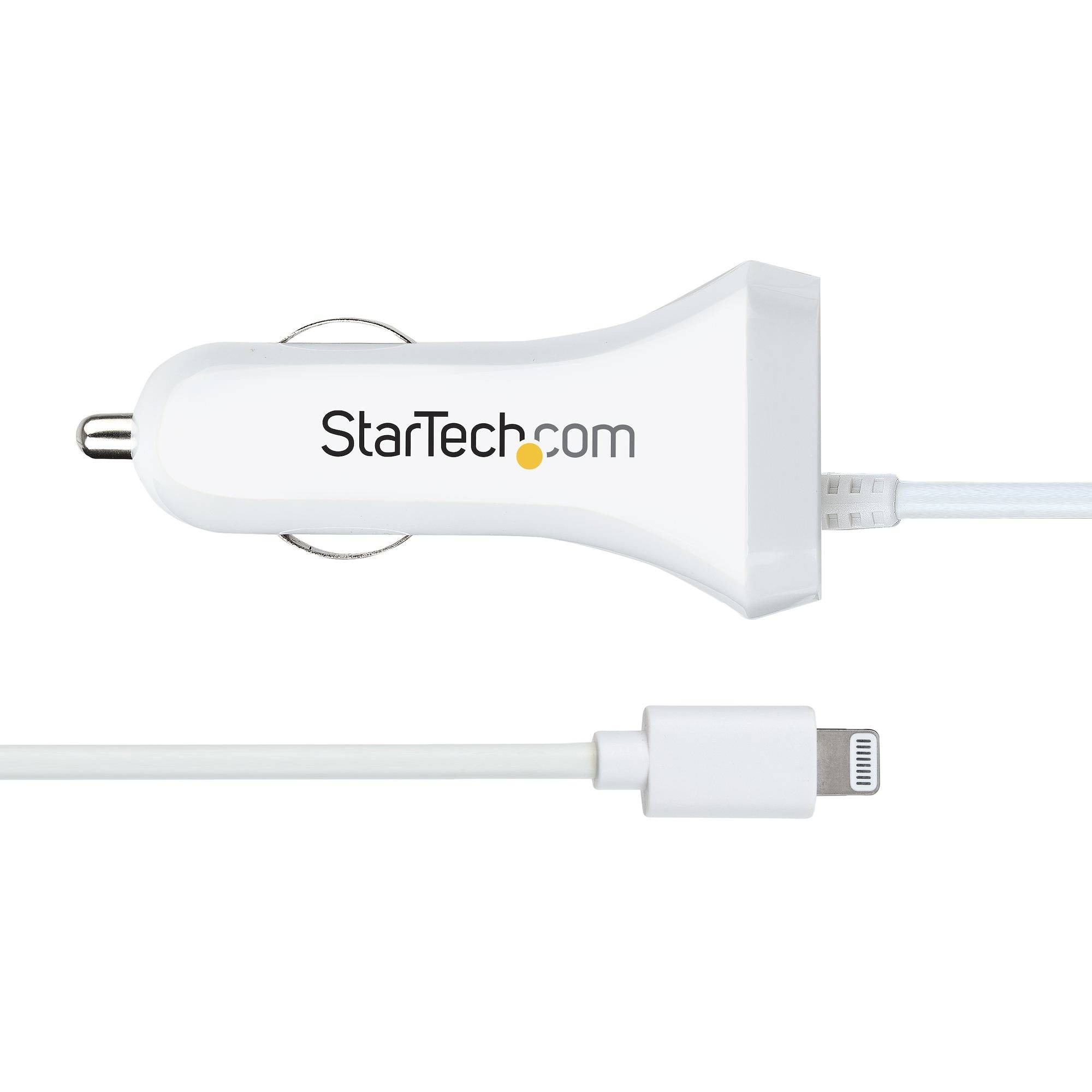 Rca Informatique - image du produit : CHARGEUR VOITURE LIGHTNING AVE C CABLE SPIRALA DE 1M - BLANC